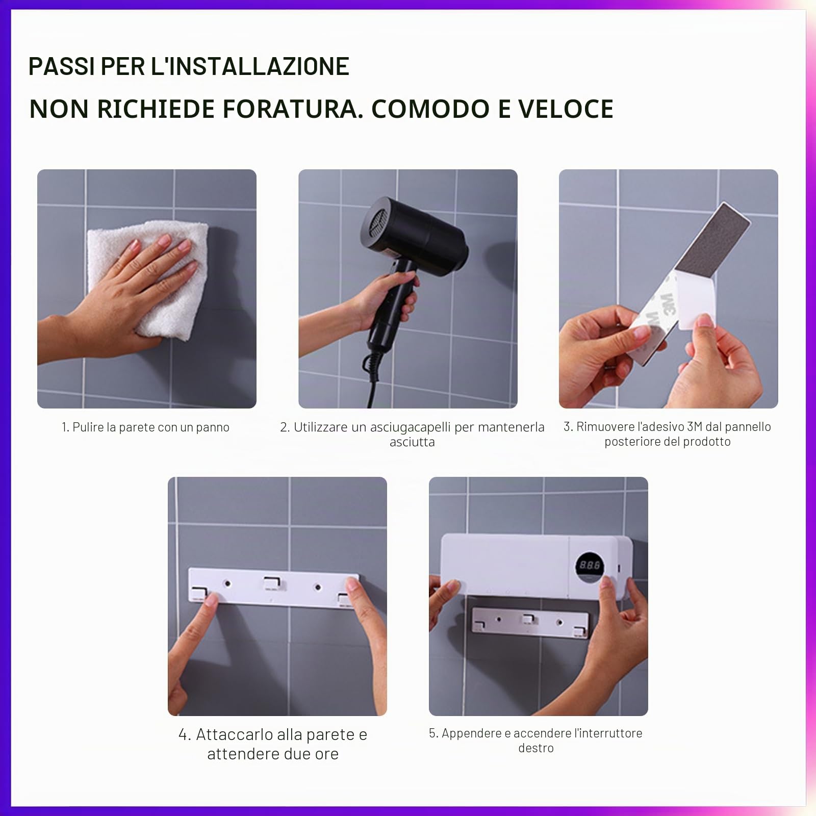 Porta Spazzolino, Sanificazione UV Portaspazzolini da Bagno, Funzione Timer e Lampada di Sterilizzazione, 2000 mAh Ricaricabile Portaspazzolino per Bagno, Lavanderia