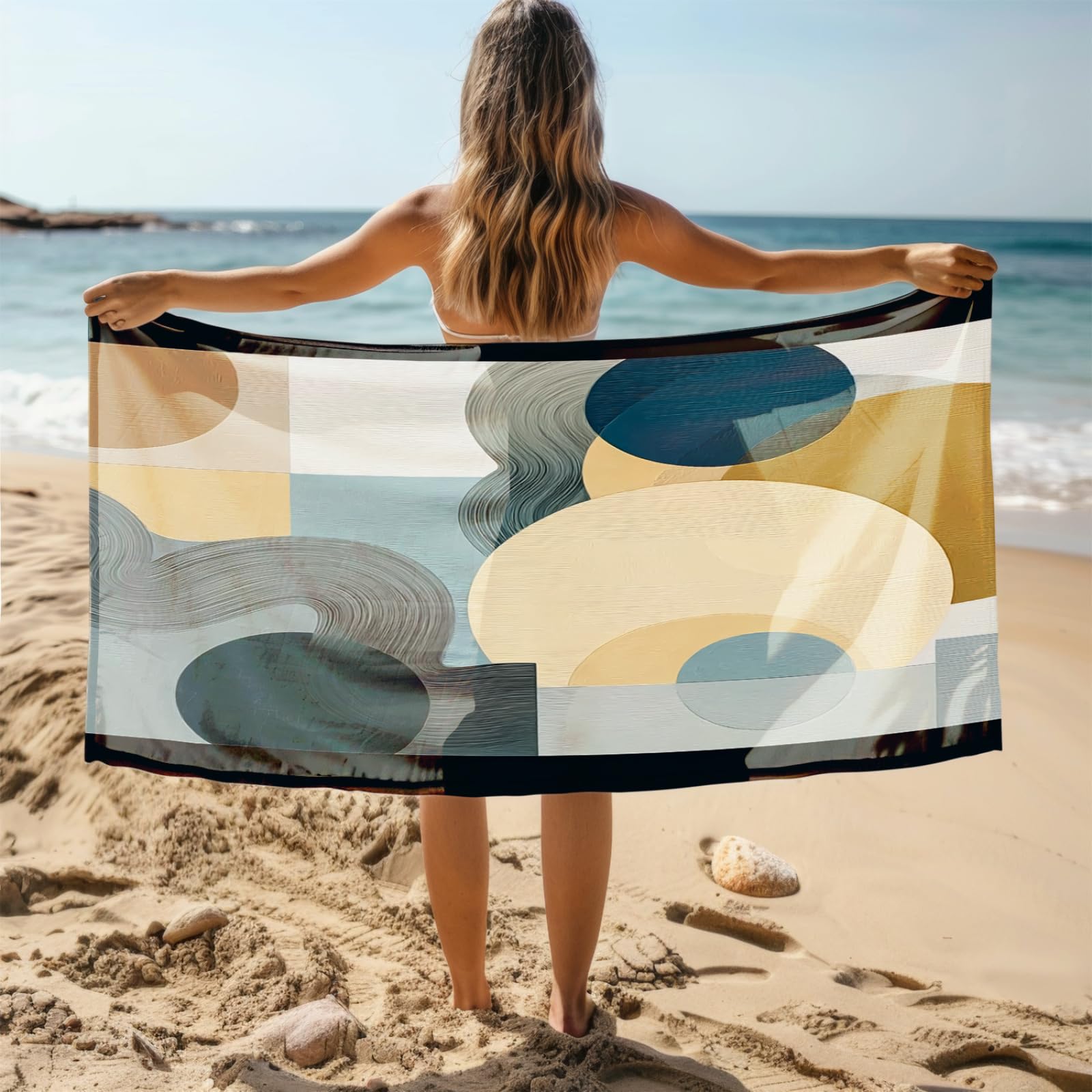 Telo Mare Microfibra Grande 200X200 Marrone Arte Astratta Telo da Mare Matrimoniale Xxl,Ad Asciugatura Rapida, Telo Bagno Senza Sabbia,Spiaggia, Campeggio, Escursionismo, Picnic