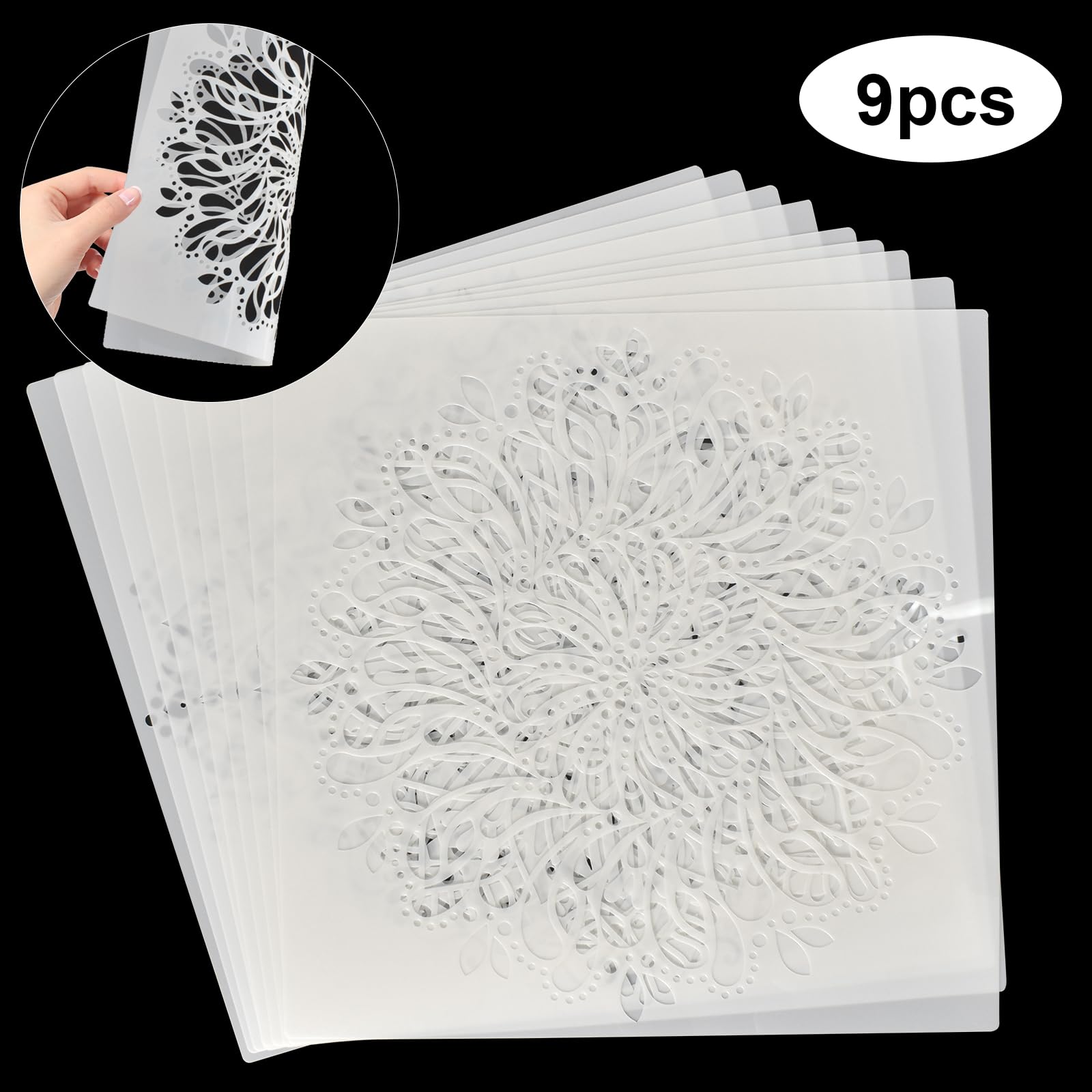 Set Di 16 Stencil Mandala In PET Per Pittura E Decorazione Fai Da Te – Riutilizzabili Per Pareti, Scrapbooking E Mobili - 4