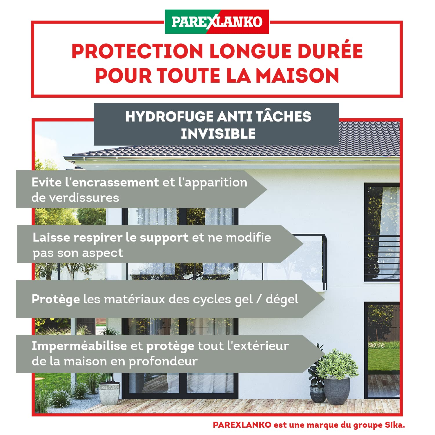 PAREXLANKO 238 LANKO RESISTENT HYDRO, protección antimanchas impermeabilizante de larga duración e invisible para techos, fachadas y terrazas. 5 L, aproximadamente 25 m².