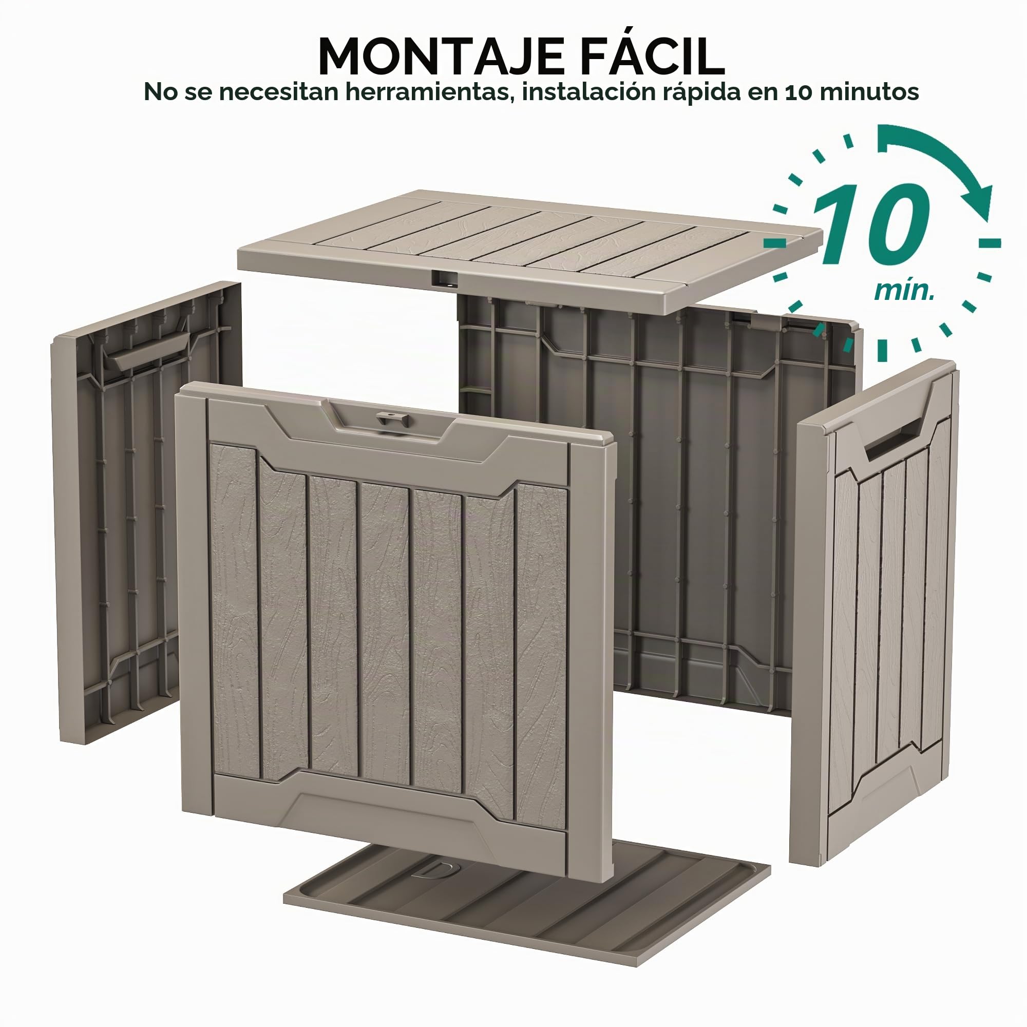 YITAHOME Caja de almacenamiento de resina para exteriores, 31 galones, resistente al agua, caja de almacenamiento para exteriores, para almohadas, equipo de jardín, con cerradura segura, marrón claro