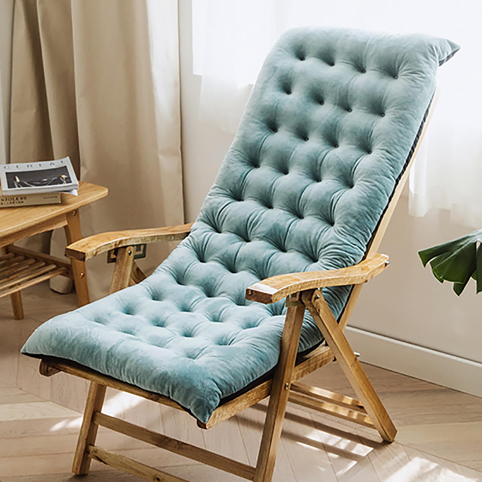 Comodi cuscini per sedia a dondolo per interni ed esterni, taglia S (100 x 40 x 8 cm), colore: blu morbido, perfetto per rilassarsi e decorare la casa
