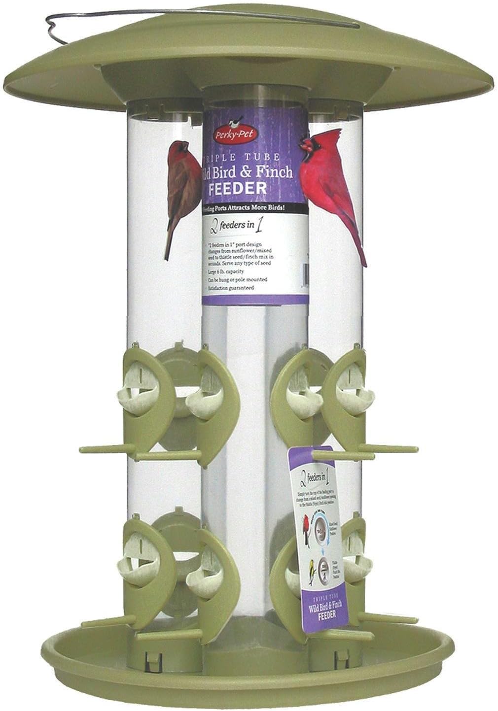 Woodstream WildbirdTriple Tube Feeder Green 6 Pound