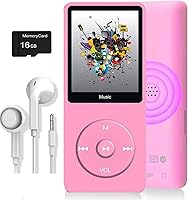 Vista 9 de Reproductor de MP3, reproductor de música con tarjeta micro SD de 16 GB, altavoz integrado/foto/reproducción de video/radio FM/grabadora