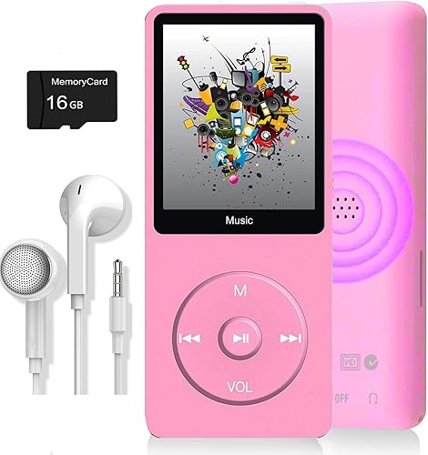 Miniatura 9 de Reproductor de MP3, reproductor de música con tarjeta micro SD de 16 GB, altavoz integrado/foto/reproducción de video/radio FM/grabadora