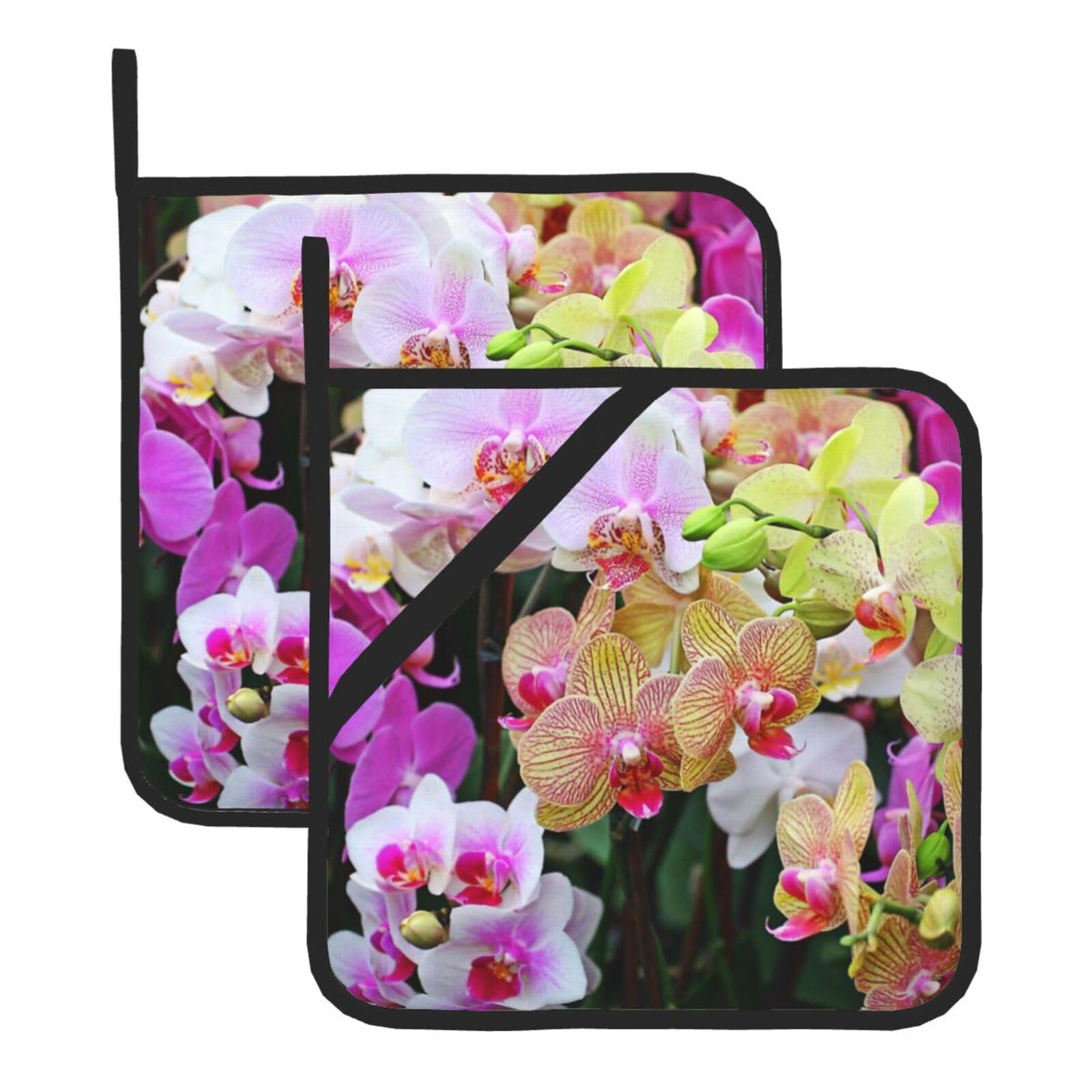 KFRXXZQB 2-Pack Square Pot Holders, Oven Mitts For Baking & Bbq