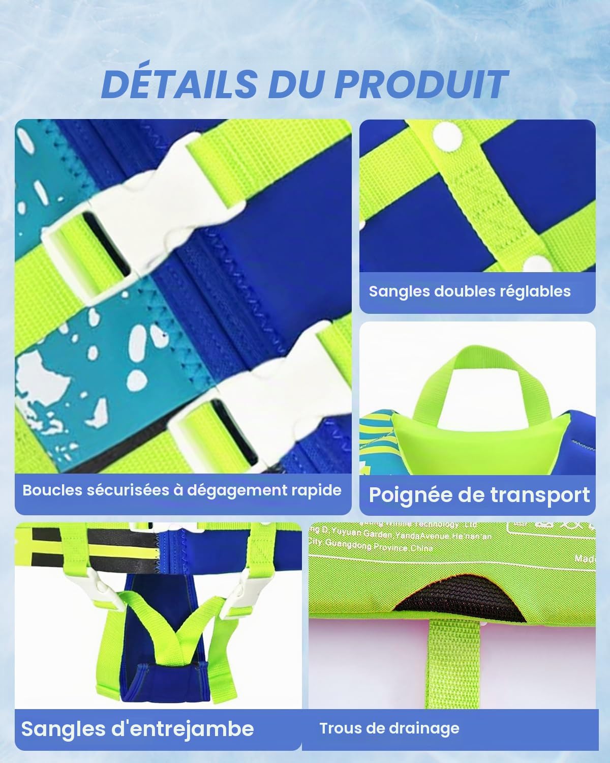 Gogokids Veste de Flottaison pour Enfants - Aide à la Natation avec Bretelles de Sécurité Réglables pour Enfants de 15-35kg, Garçons et Filles de 2 à 9 Ans, Idéal pour la Piscine et la Natation