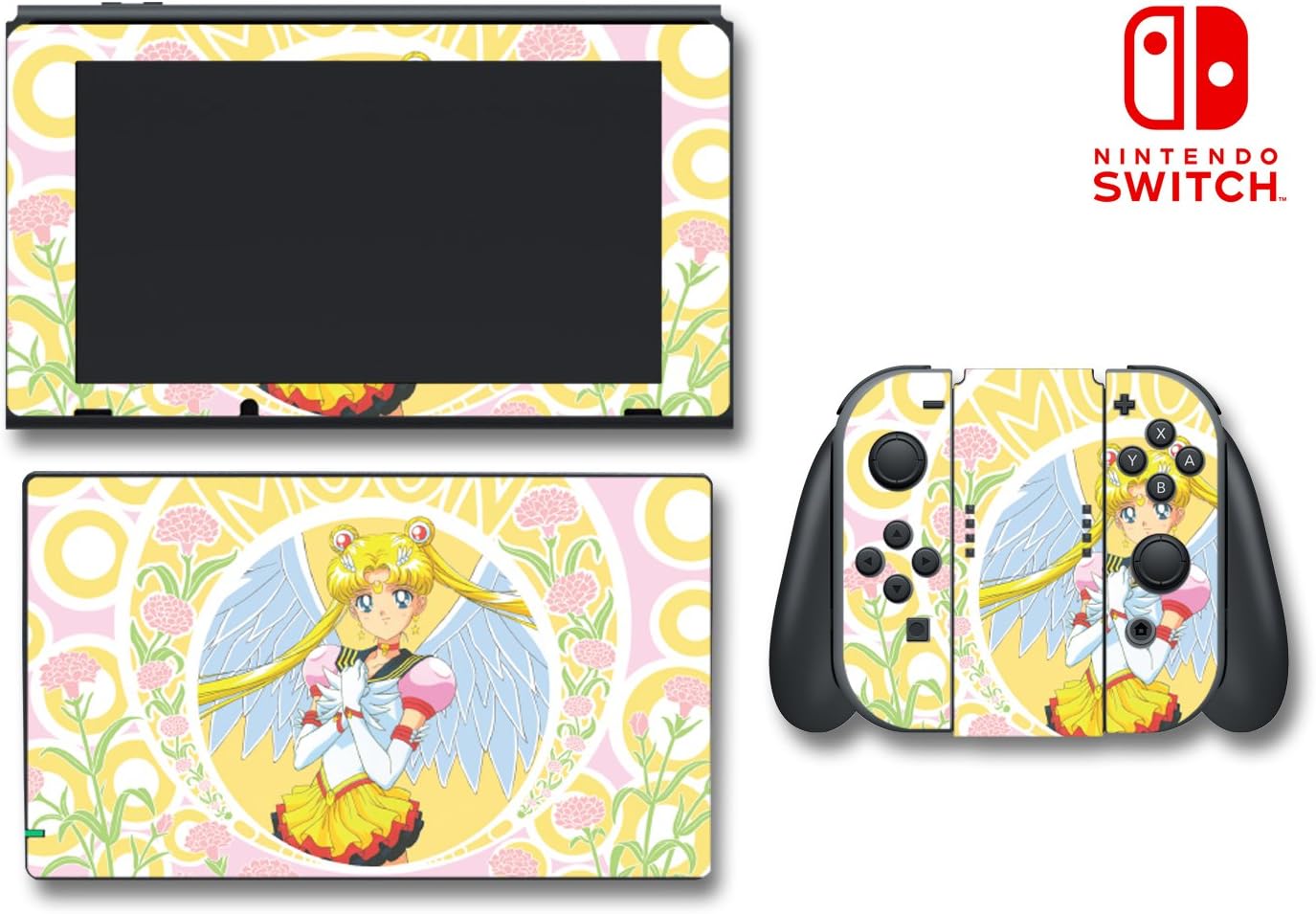 Sailor Moon Flower Pretty Guardian Crystal Jupiter Mars Venus Neptune Mercury Pluto Saturn Video Game Vinyl Decal Skin Sticker Cover for Nintendo Switch Console System