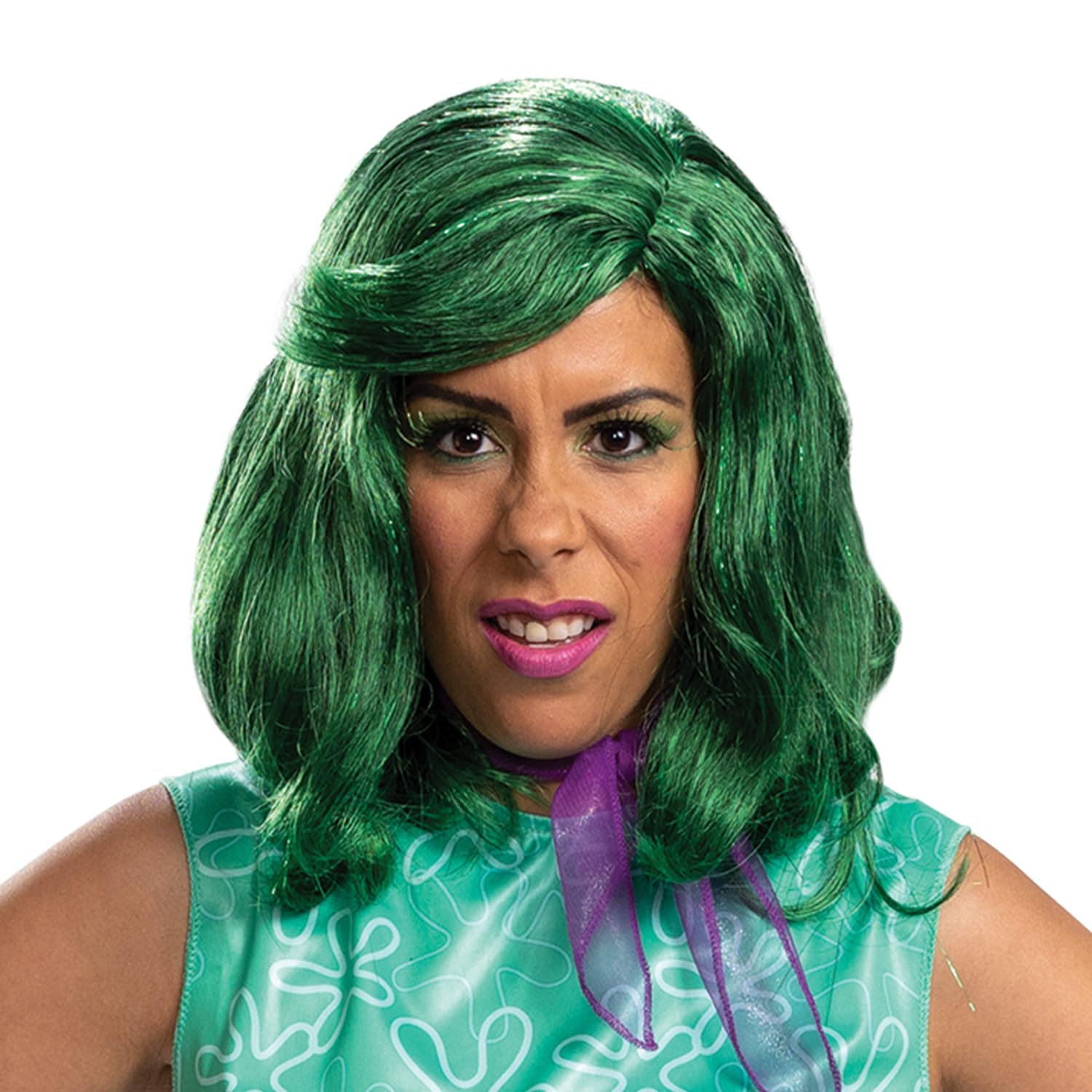 Disguise Disfraz de Disgust Inside Out para adultos, bufanda y peluca oficial de Disney Inside Out Disgust
