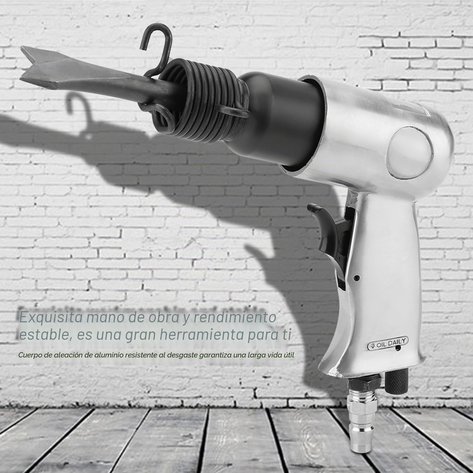 Martillo de Cincel de Aire, Herramienta de Pala Neumática Industrial de Tipo Recto con Puntas de Cincel, Cincel Neumático con Cuerpo de Aleación de Aluminio para Taladrar,