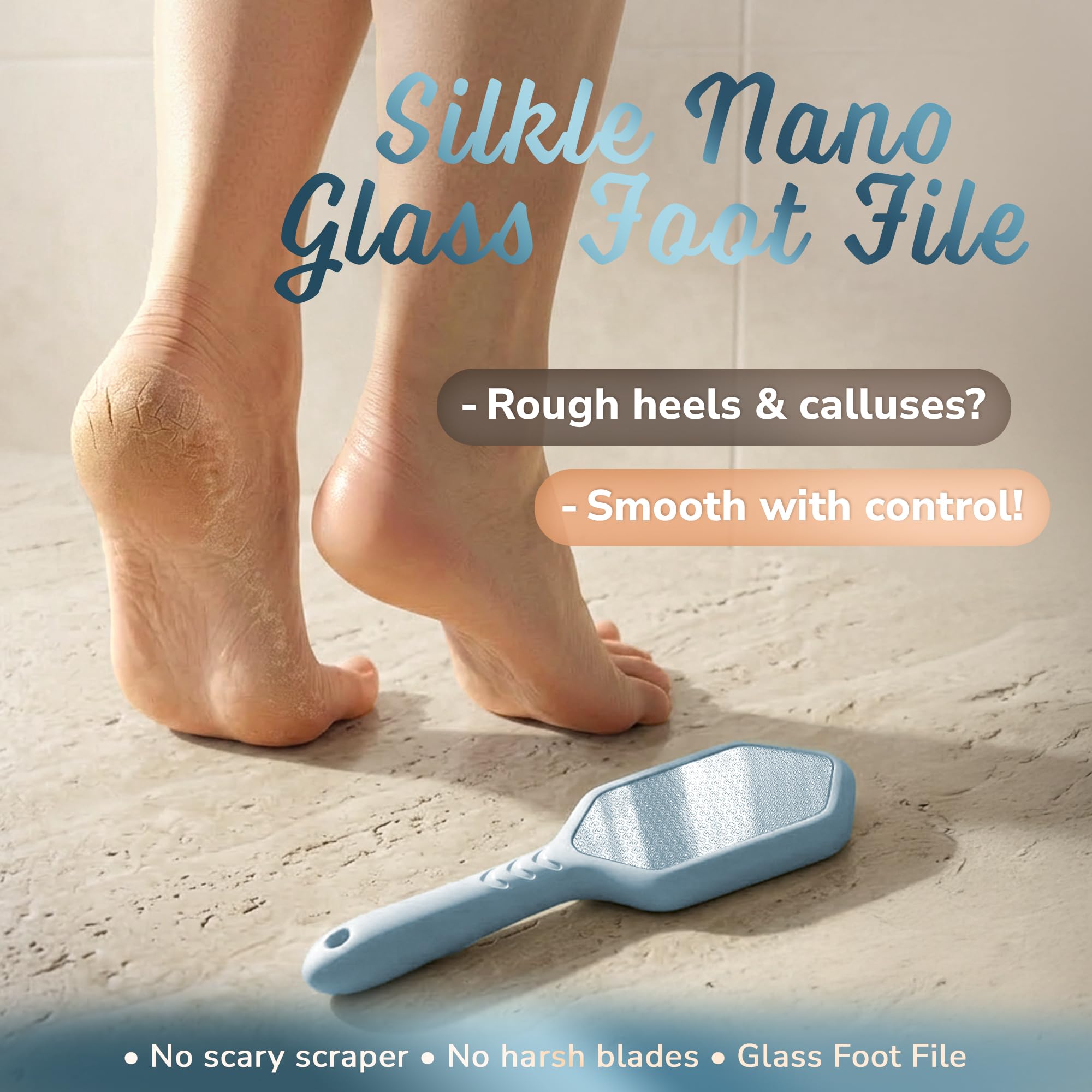 SILKLE Lima per piedi in silicone per la rimozione dei calli – Nano Glass per pelle morta e talloni screpolati – rimozione calli per piedi e pelle dura – esfoliante ergonomico per piedi morbidi e