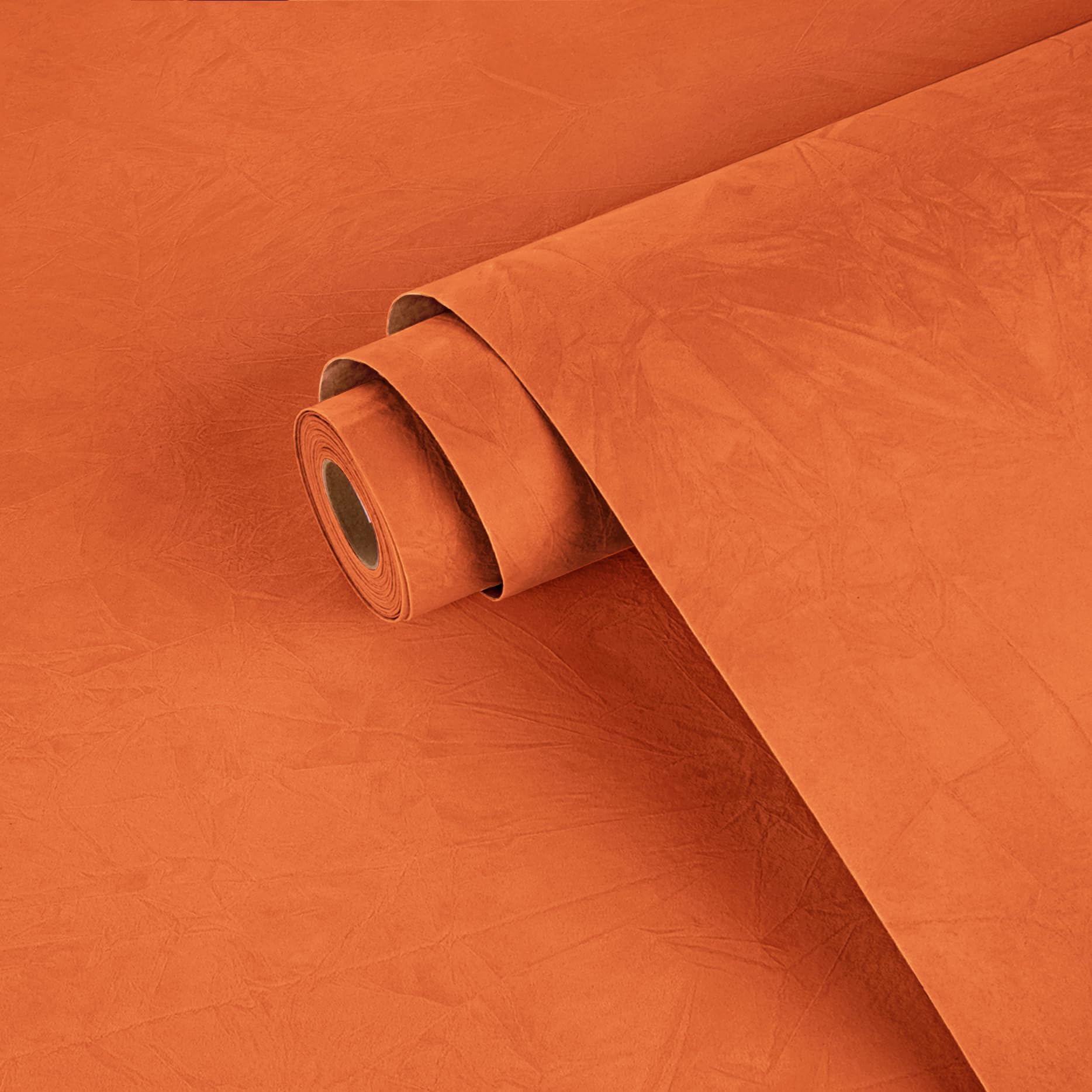 Yullpaper Self Adhesive Orange Velvet Wallpaper for Bedroom Furniture Vinyl Wrap for Drawer Jewel Case Orange Feature Wall Paper Gift Wrapping Paper Sticky Back Flocking Fabric Wallpaper 40cm x 200cm โ image 1