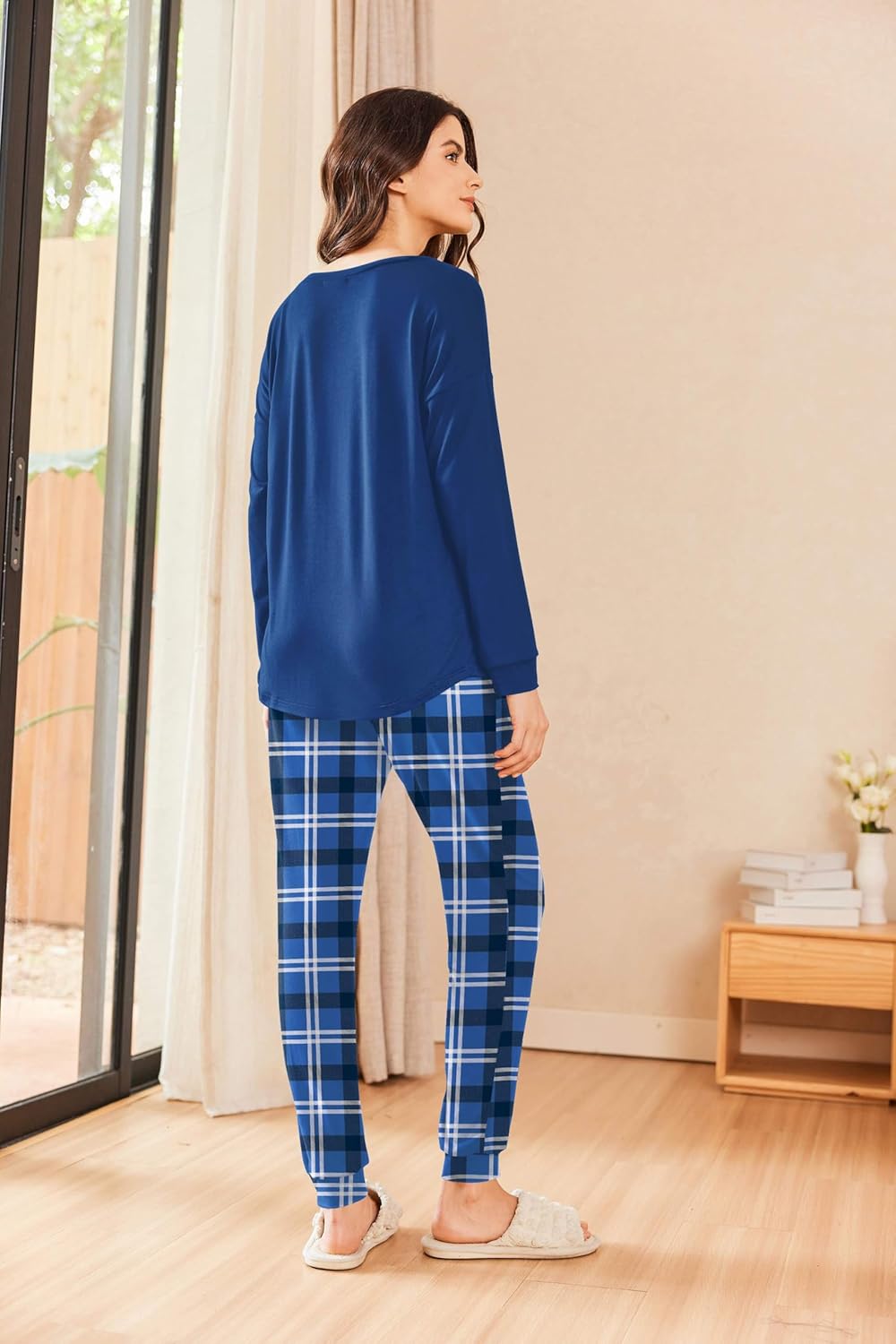 Ekouaer Womens Pajamas Set Long Sleeve Christmas PJ Sets Soft Lounge Set for Women Sleepwear Joggers with Pockets - Image 4