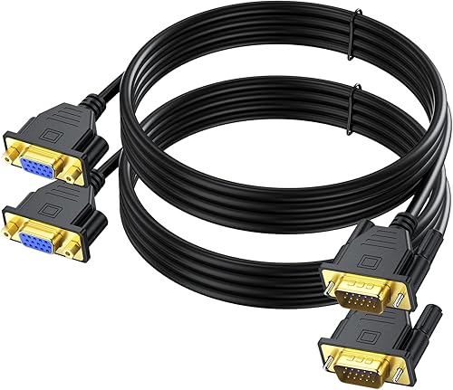 Vista 10 de Cable de extensión VGA, cable VGA macho a hembra de 6 pies de 15 pines (no 9 pines), SVGA macho a hembra HD15 para monitor HD15, compatible