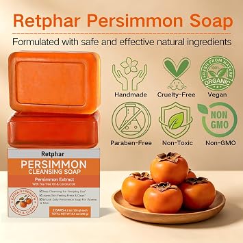 Persimmon Soap Bar for All Skin Types,4.2 Oz Each 2 Pack