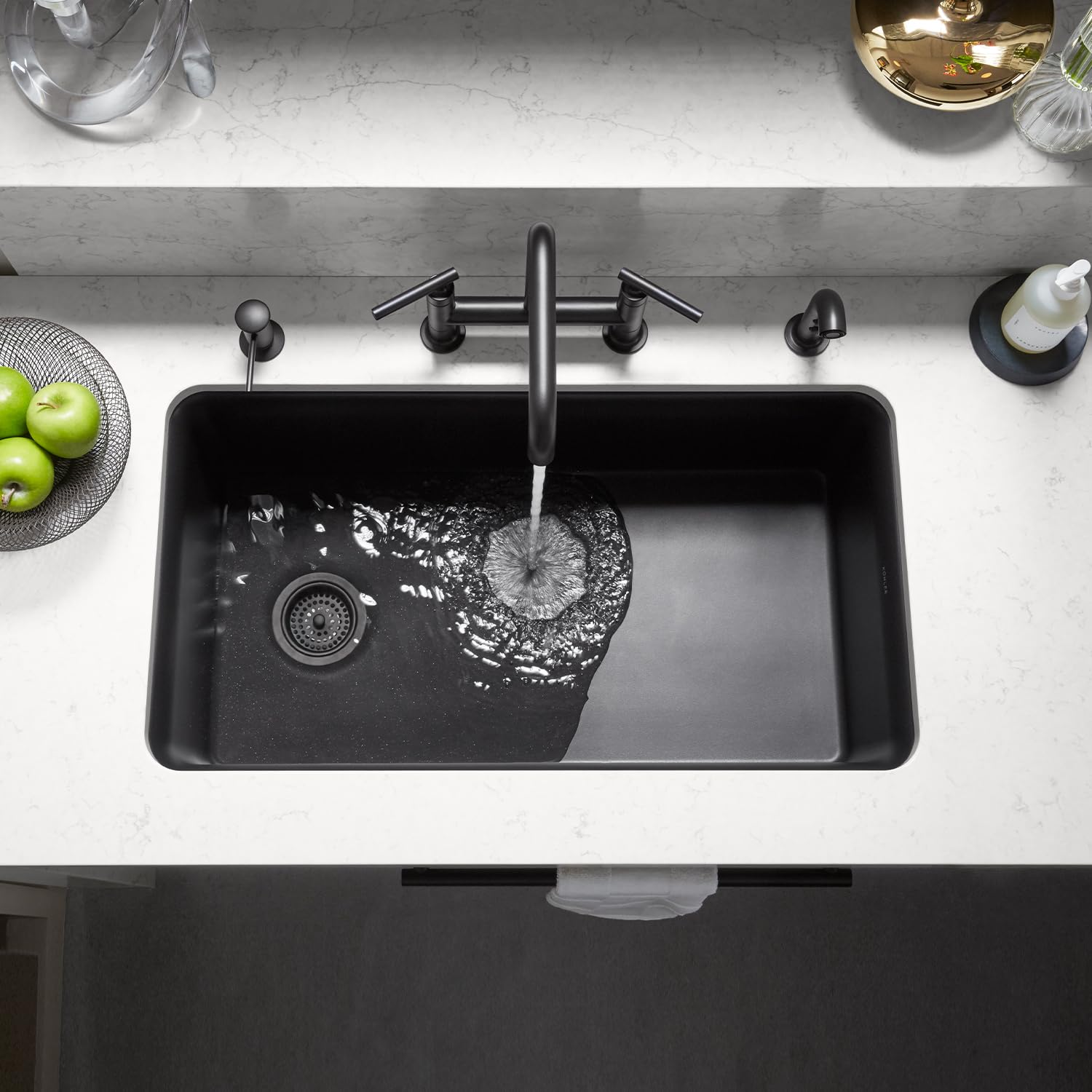 Kohler Cairn Kitchen Sink Single Bowl made of Highly Durable Neoroc (30% Epoxy & 70% Quartz)|Undermount Sink for Modern Kitchen with SS bottom Sink Rack (Matte Black, 85.1cm x 46.5cm) (B0D3HZ86YN) Amazon Price History, Amazon Price Tracker