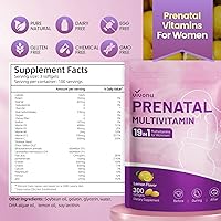 Vista 8 de VivoNu Multivitamínico prenatal 19 en 1, vitaminas prenatales para mujeres, vitamina C D3, K2, B6, B12 con ácido fólico, DHA, colina, probiótico