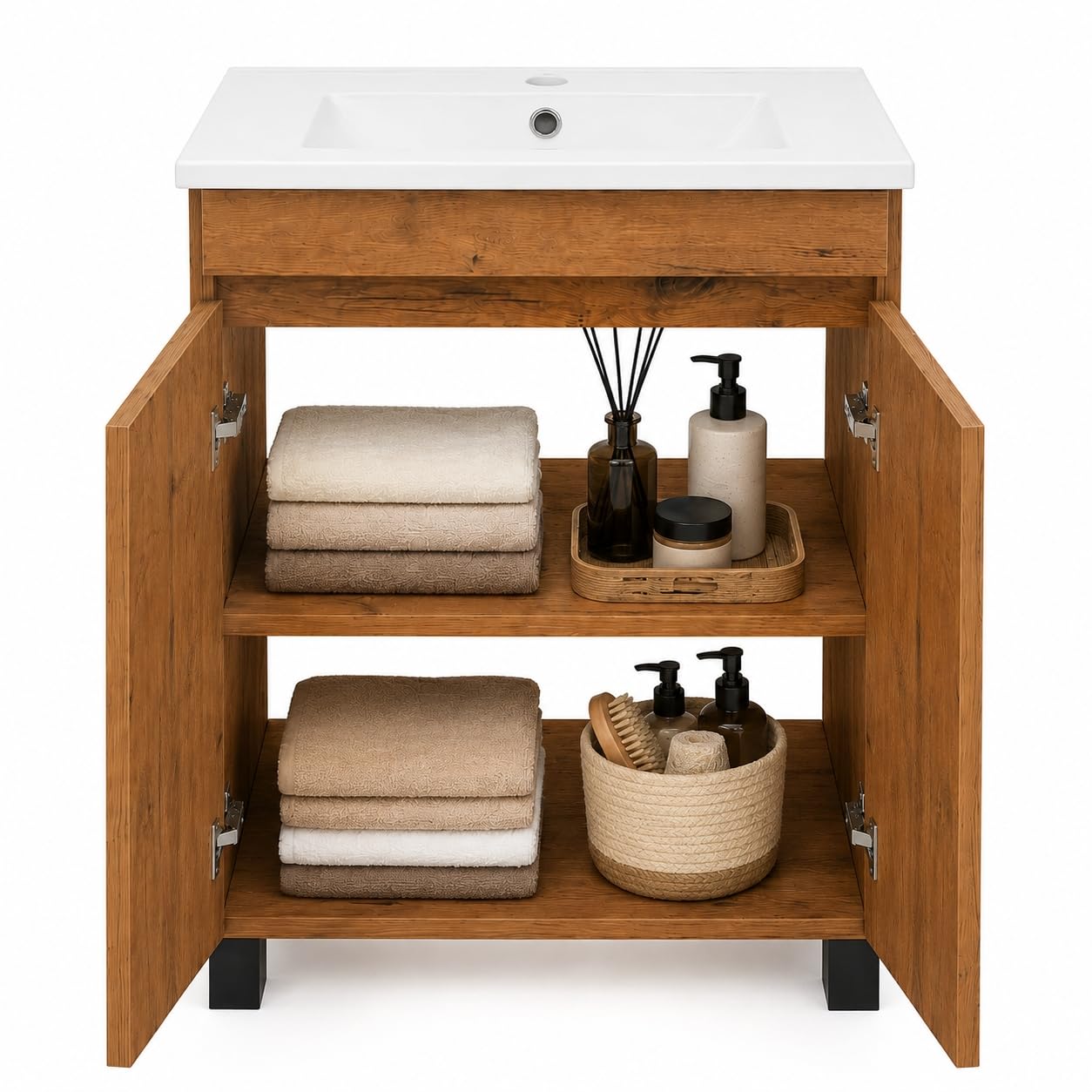 Armario para lavabo con lavabo Loft Oak mate, 60 x 40 cm