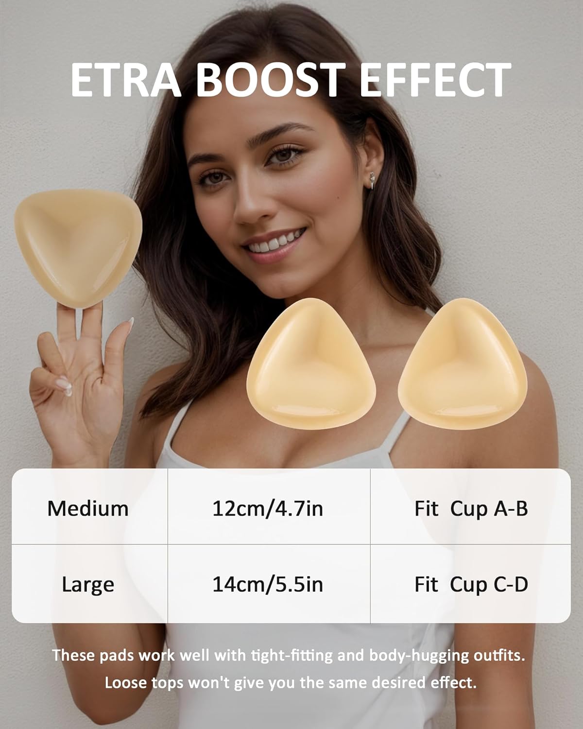 Sticky Bra Push Up Inserts, Double Sided Adhesive Breast Enhancer Pads for Bathing Suit Sports Bra - Image 6