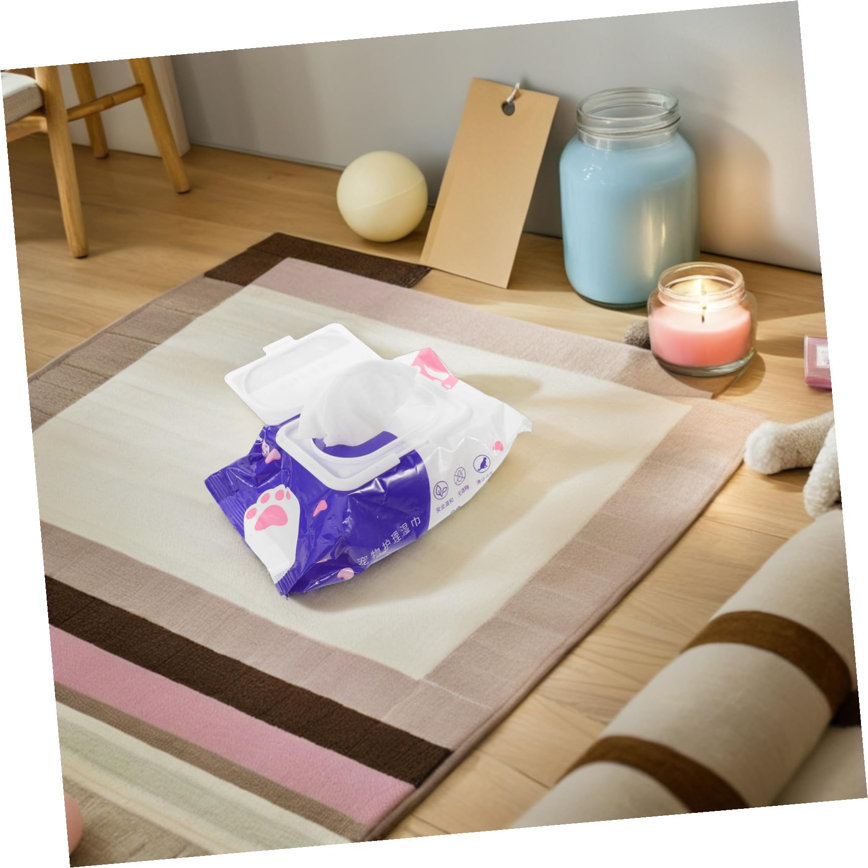 Lingettes pour Chiens et Chats Hypoallergéniques, Tissu Non Tissé, 80 Pièces par Paquet, Portables, pour Toilettage et Voyage