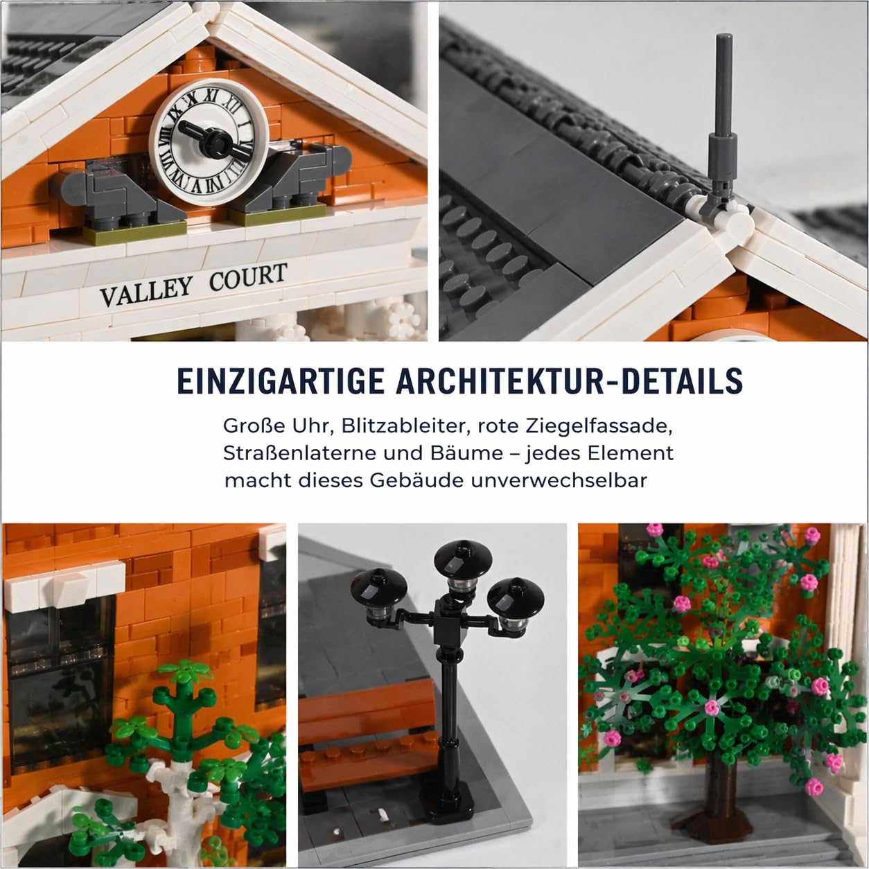 Future Uhrturm Klemmbausteine Haus mit Flugauto | 4269 Teile Hill Valley Court Modular Building,Film City Architecture Set für Erwachsene Frauen Männer kompatibel mit Barweer