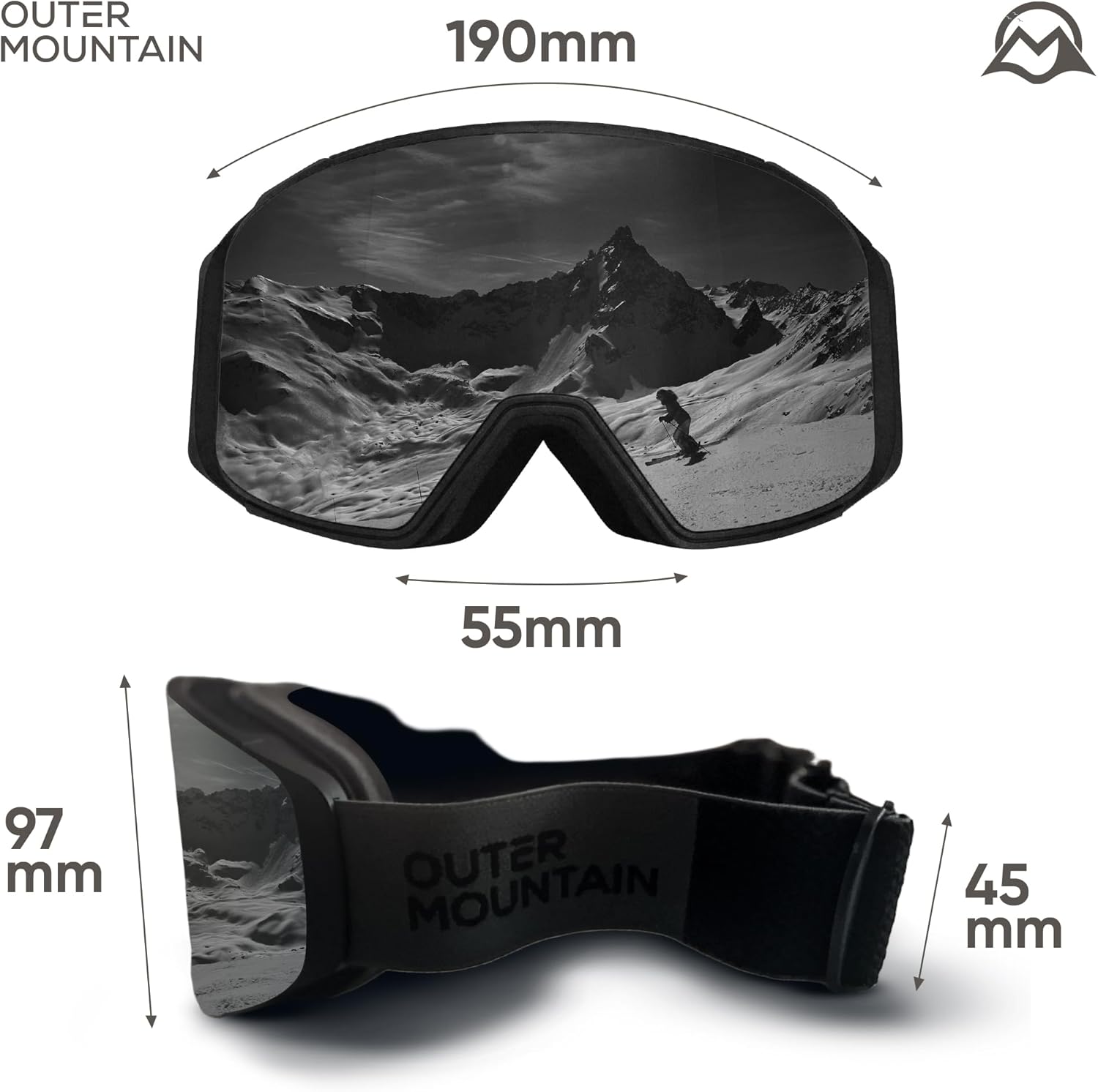 Timbers - Snow Goggles - Snowboarding and Skiing Goggles, Polarized, UV Protection, two Lenses included