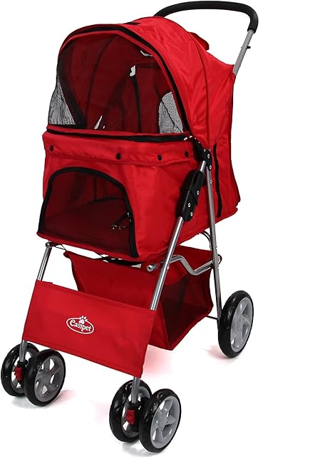 Pet Travel Dog Stroller Pushchair Available in 7 Colours (Red)