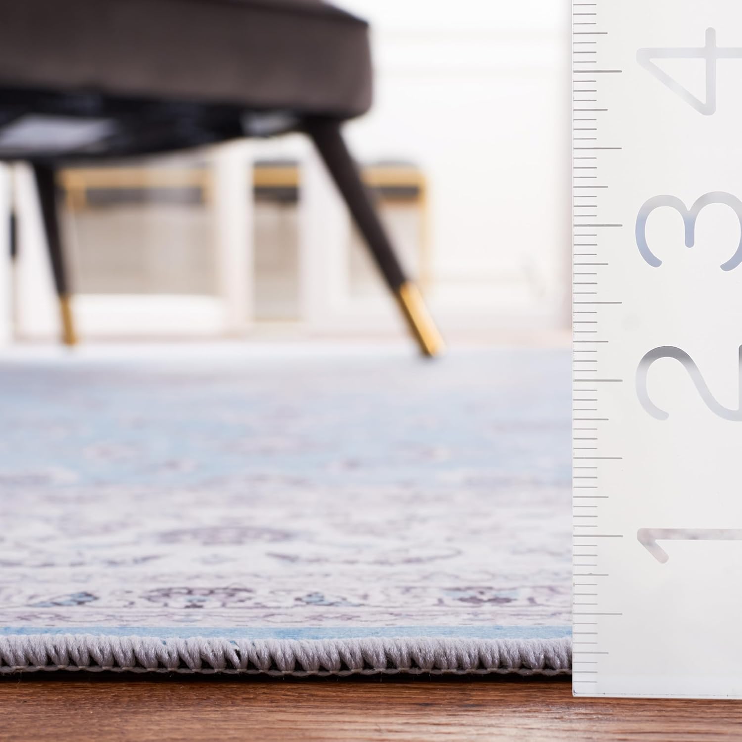 SAFAVIEH Washable Rug Tucson Collection - 2'6' x 8' Runner, Blue & Grey, Slip Resistant & Easy to Clean, Ideal for Hallway, Foyer, Entryway, Bedroom (TSN187M)