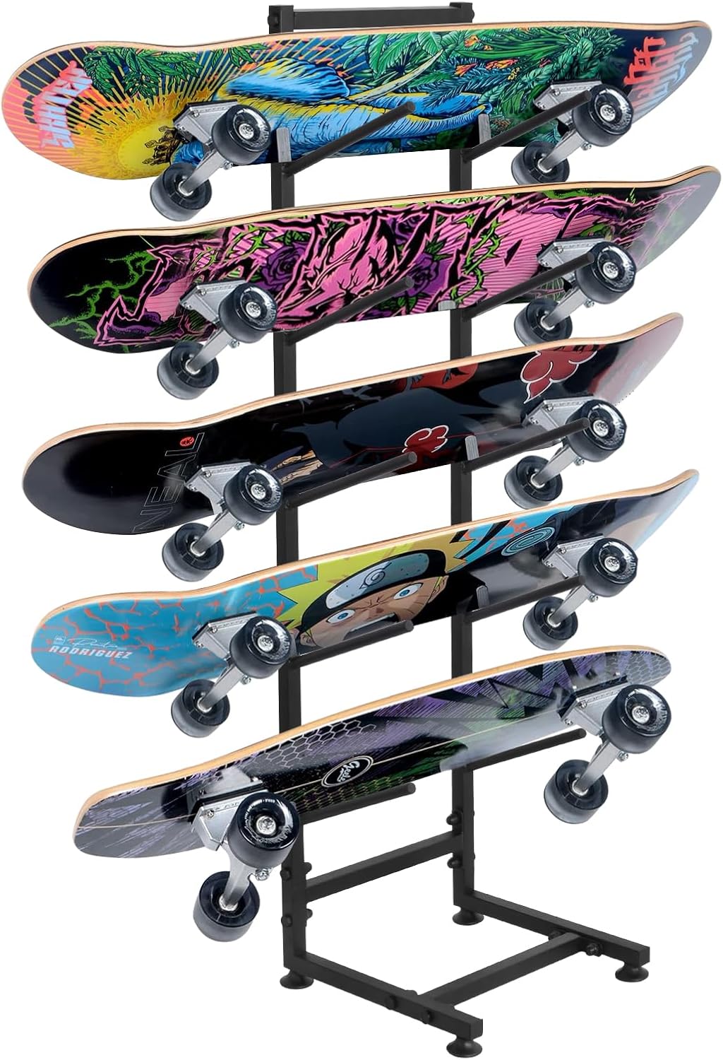 Adjustable 5-Layer Skateboard Storage Rack, Sturdy Floor Standing Snowboard Holder, Multi-Scene Display Stand For Wakeboards, Water Skis, Fitness Equipment