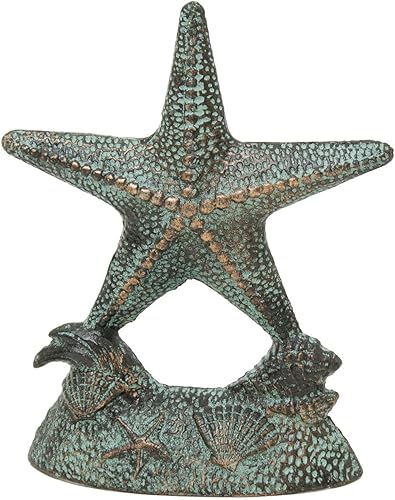 GSM Tope de puerta con estrella de mar de hierro acabado Verdigris