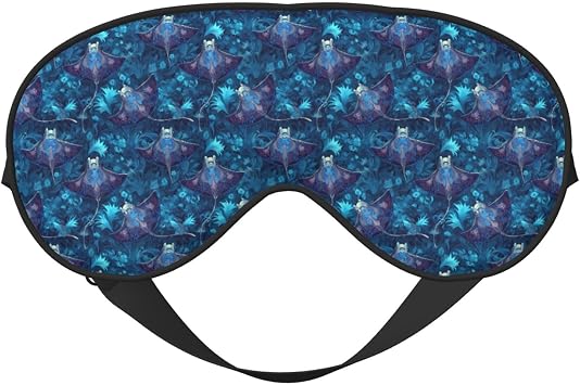 Eye Masks for Sleep Double-Sided   Fantasy Blue Manta Print Adjustable Blackout Sleep Mask for Women and Men, Comfortable Eye Covers for Sleeping, Travel