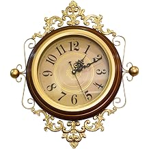 Vintage Large Wall Clock Decorative,Retro Silent Wall Clock Battery Operated for Bedroom Living Room Entryway Office Decor Gold/Black Color for Choice Gold-Large 18.9" L x 20.8" H
