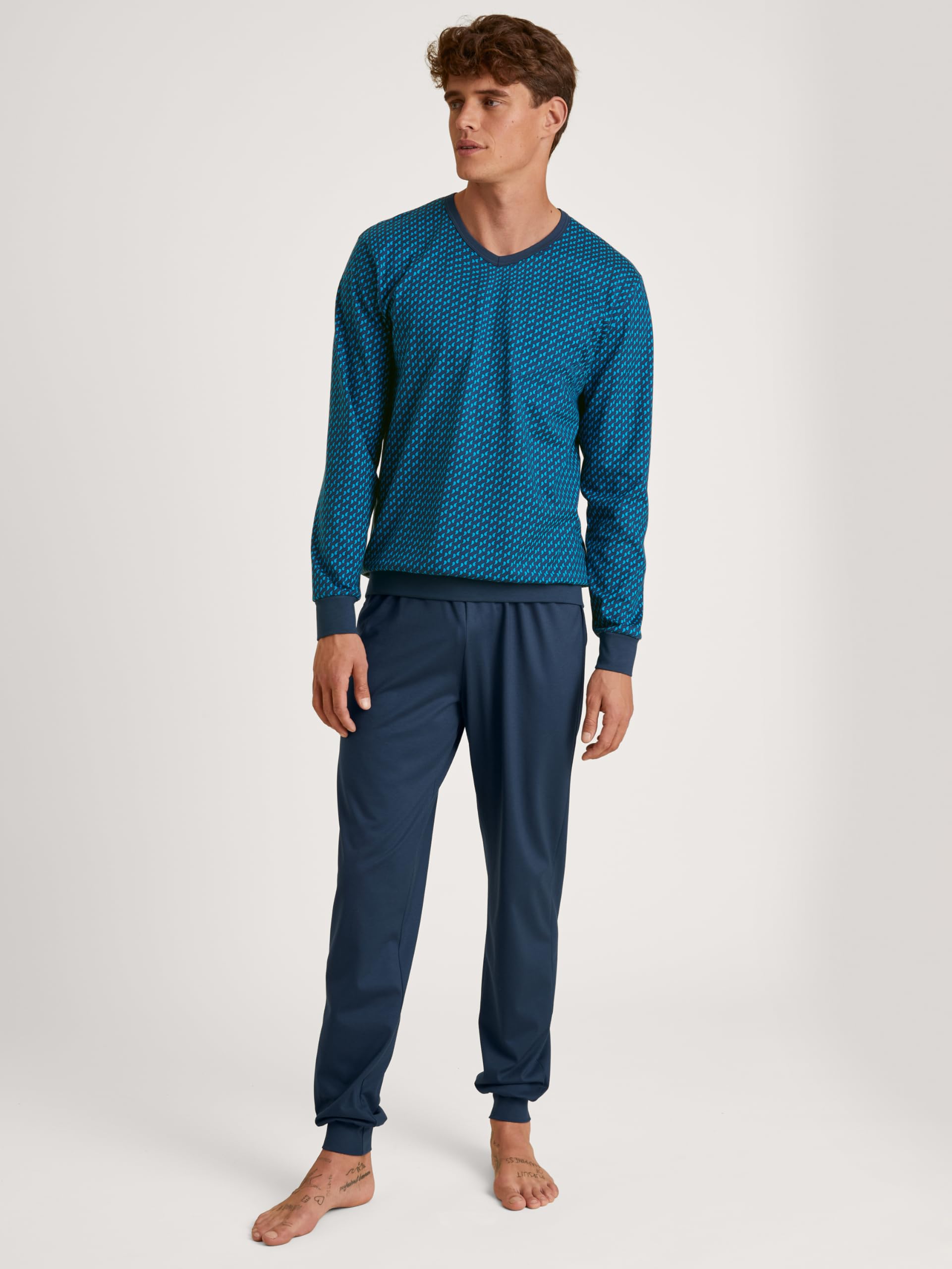 CALIDA Relax Imprint Bündchen-Pyjama Herren | Schlafanzug aus 100% Baumwolle, pflegeleicht, elastisch & formstabil, in Single Jersey