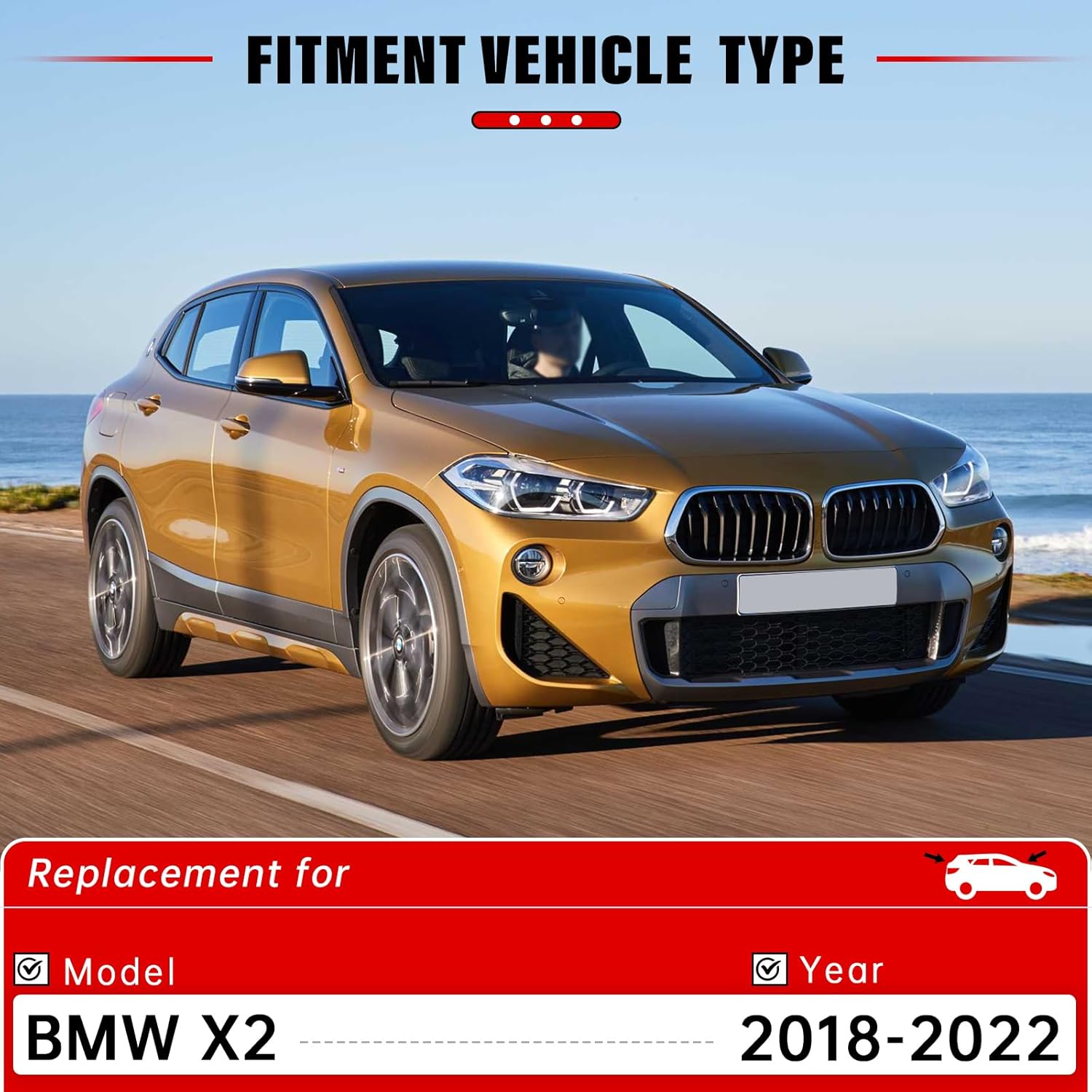 Windshield Wiper Blades Replacement for 2018 2019 2020 2021 2022 BMW X2 Original Factory Quality Front Rear Wipers Blade Set for My Car - 24" 20" 13" (Pack of 3)