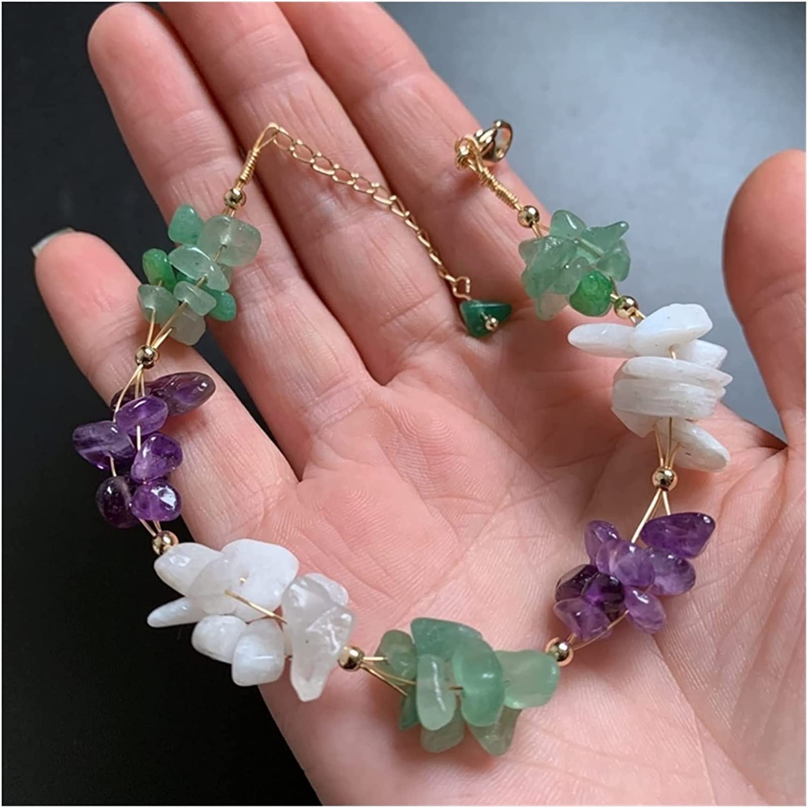 Bracelet aventurine et pierre de lune blanche kit bijoux DIY