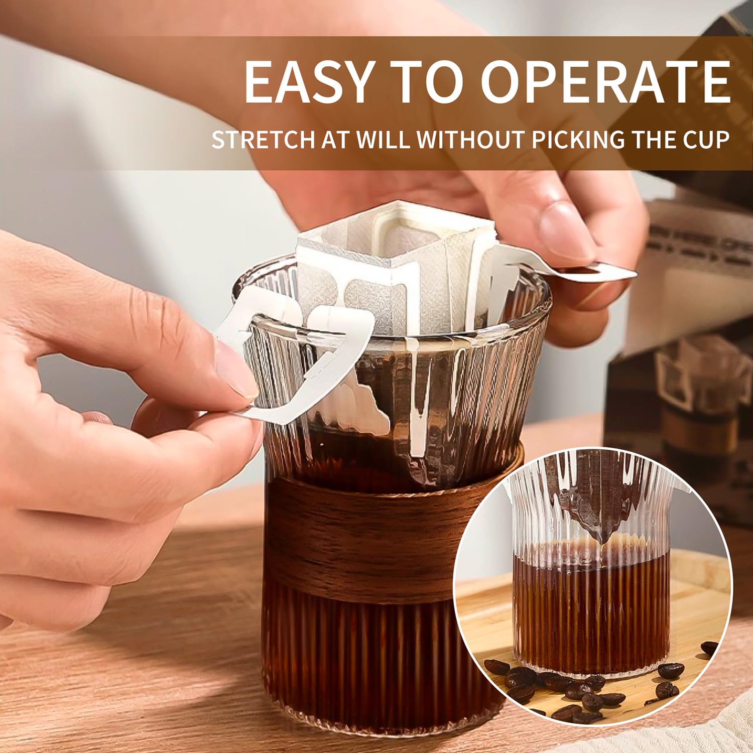Drip Coffee Worki do kawy, 200 sztuk, z wiszącymi uszami, papierowe filtry do kawy, na kemping, podróż, do domu, biura
