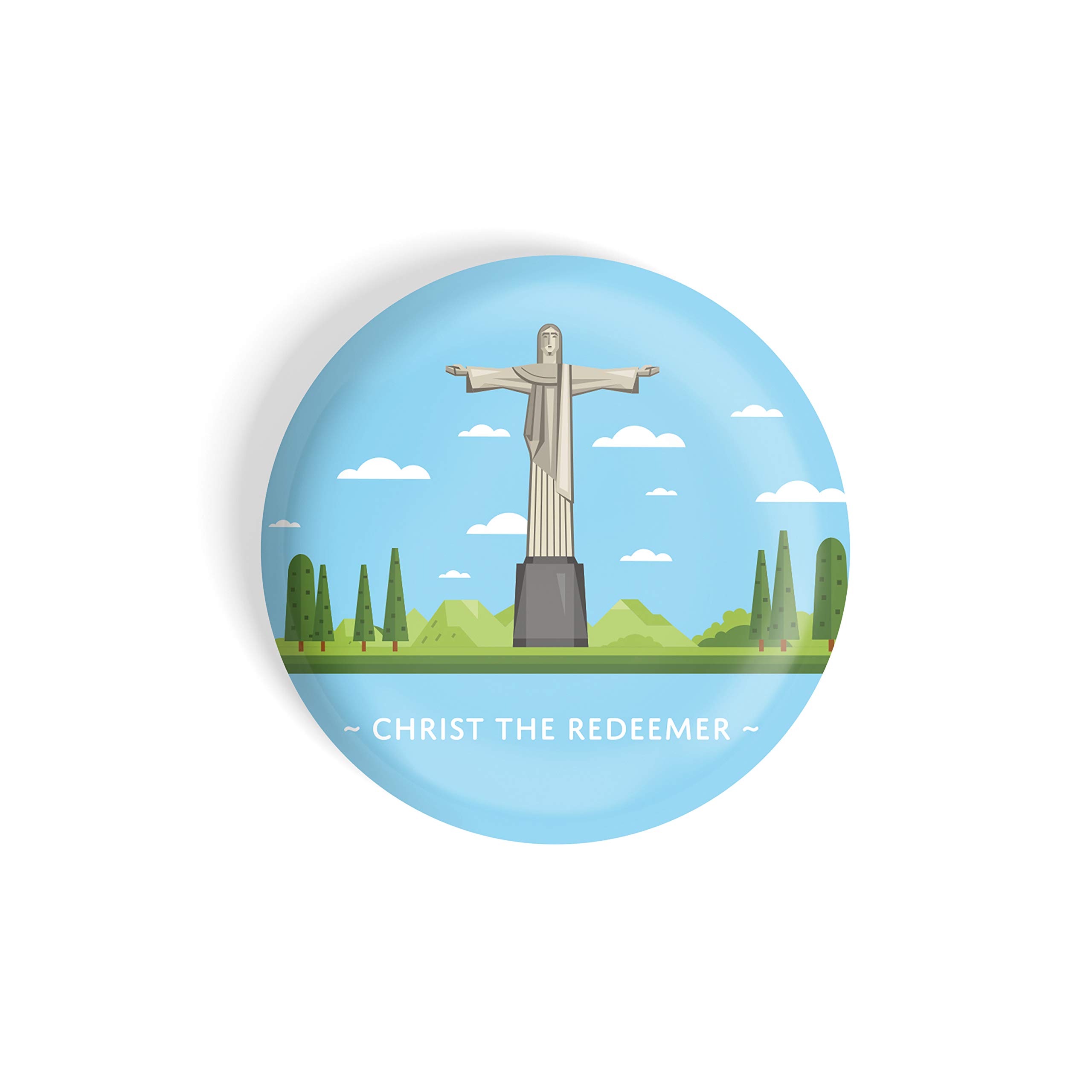 dhcrafts Fridge Magnet Blue Color Monuments Christ The Redeemer Glossy Finish Design Pack of 1