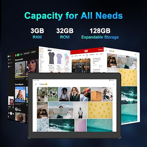 Miniatura 4 de YYSWIE Tablet de 10 pulgadas con bolígrafo, tableta Android 13 con 3 GB de RAM 128 GB expandir, tableta grande de 10.1 pulgadas con pantalla grande,