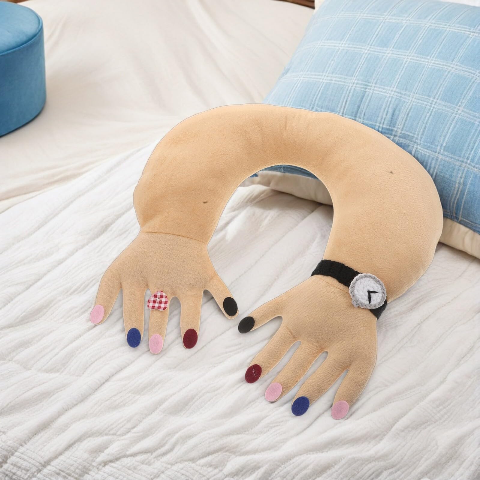 Almohada de Cuello Forma de Mano Divertida Cojín U Ergonómico y para Viaje Avión Coche y Oficina Almohada de Peluche Creativa para Descanso y Soporte Cervical
