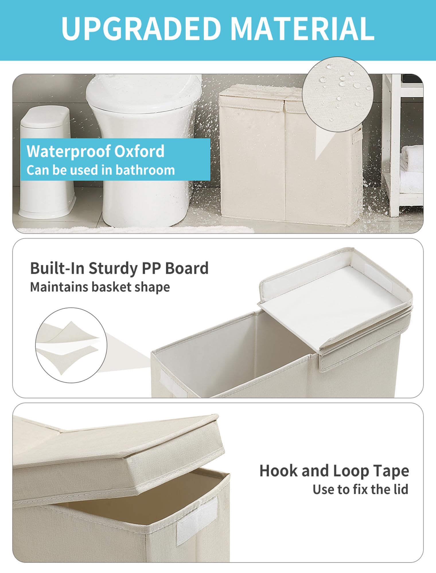 Beveetio Waterproof Toilet Paper Storage with Foldable Lid, Large Toilet Paper Basket for Bathroom, Holds Up to 12 Regular Rolls, Toilet Paper Holder with Storage, Bathroom Toilet Paper Organizer Bin