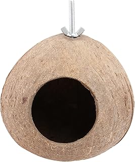 Yardwe 3 pcs Coconut Shell Bird Nest Small Bird Toys Parrot Toys Bird breeding Craft Toys Creative Bird Nest Garden Decoration Gourd Shape Birds Hanging Bed Hammock Bird House Rope