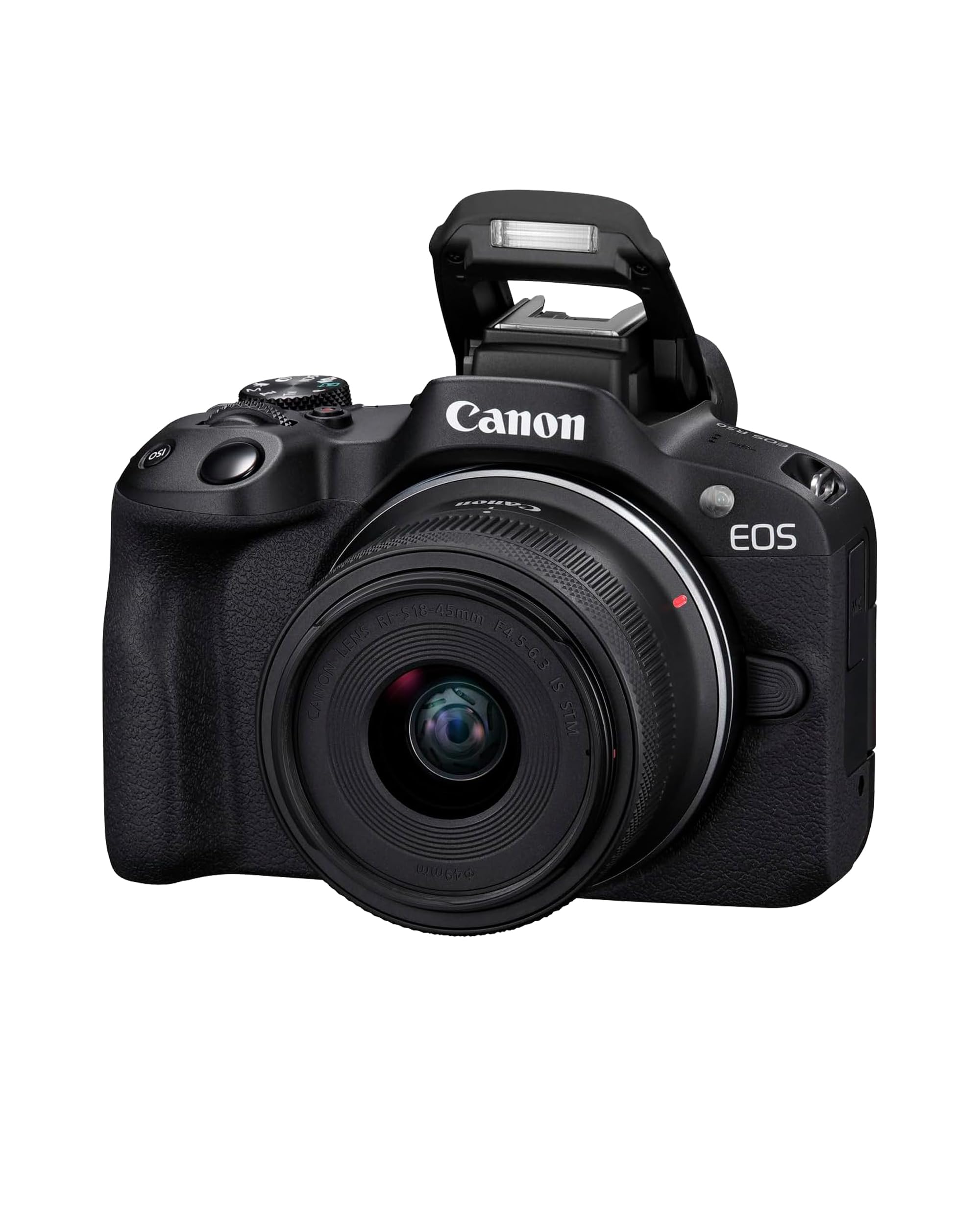 Canon EOS R50 Systemkamera + RF-S 18-45mm is STM Objektiv - Spiegellose Kamera (Digitalkamera mit Autofokus + Motiverkennung für Personen Augen Tiere Fahrzeuge, 4k Video, 15 Bilder pro Sek.) schwarz