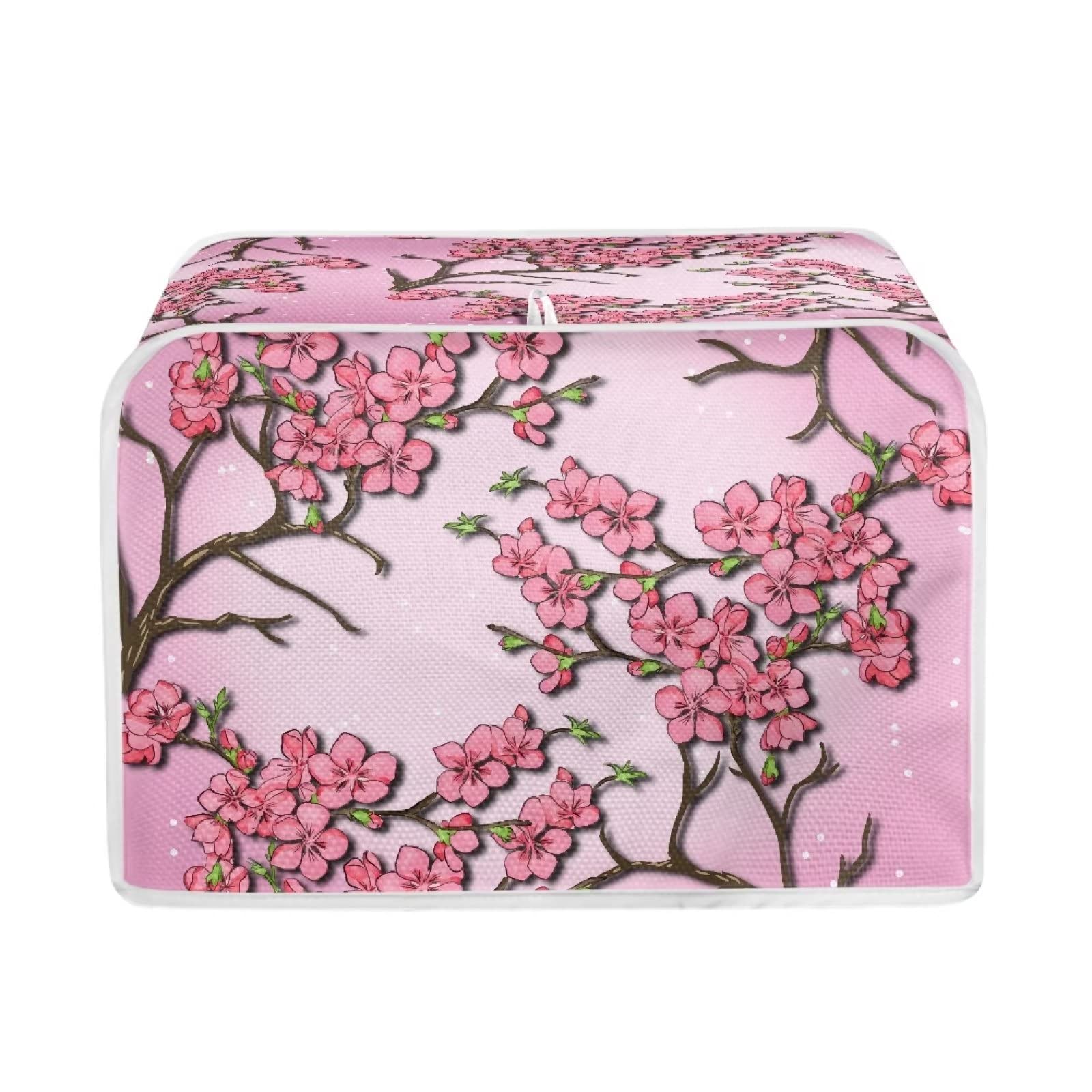 STUOARTE Peach Blossom Toaster Cover 4 Slice Long Slot Flowers Pink Toaster Carrying Bag Dustproof Samll Appliance Covers Washable Rusable for Kitchen Decorative