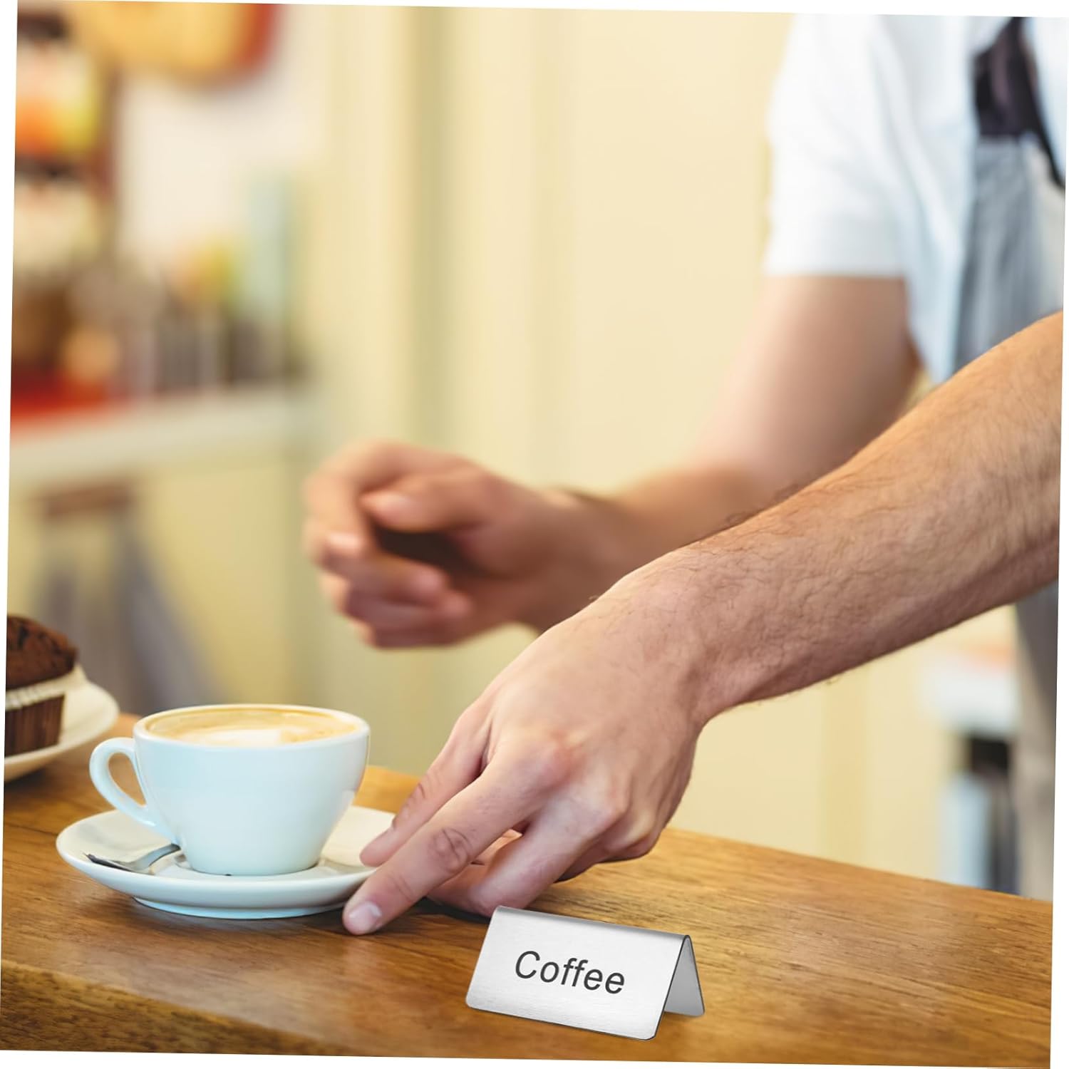 OUNONA 25pcs Food Service Table Signs Stainless Steel Beverage Signs Easy to Read for Restaurant Cafe