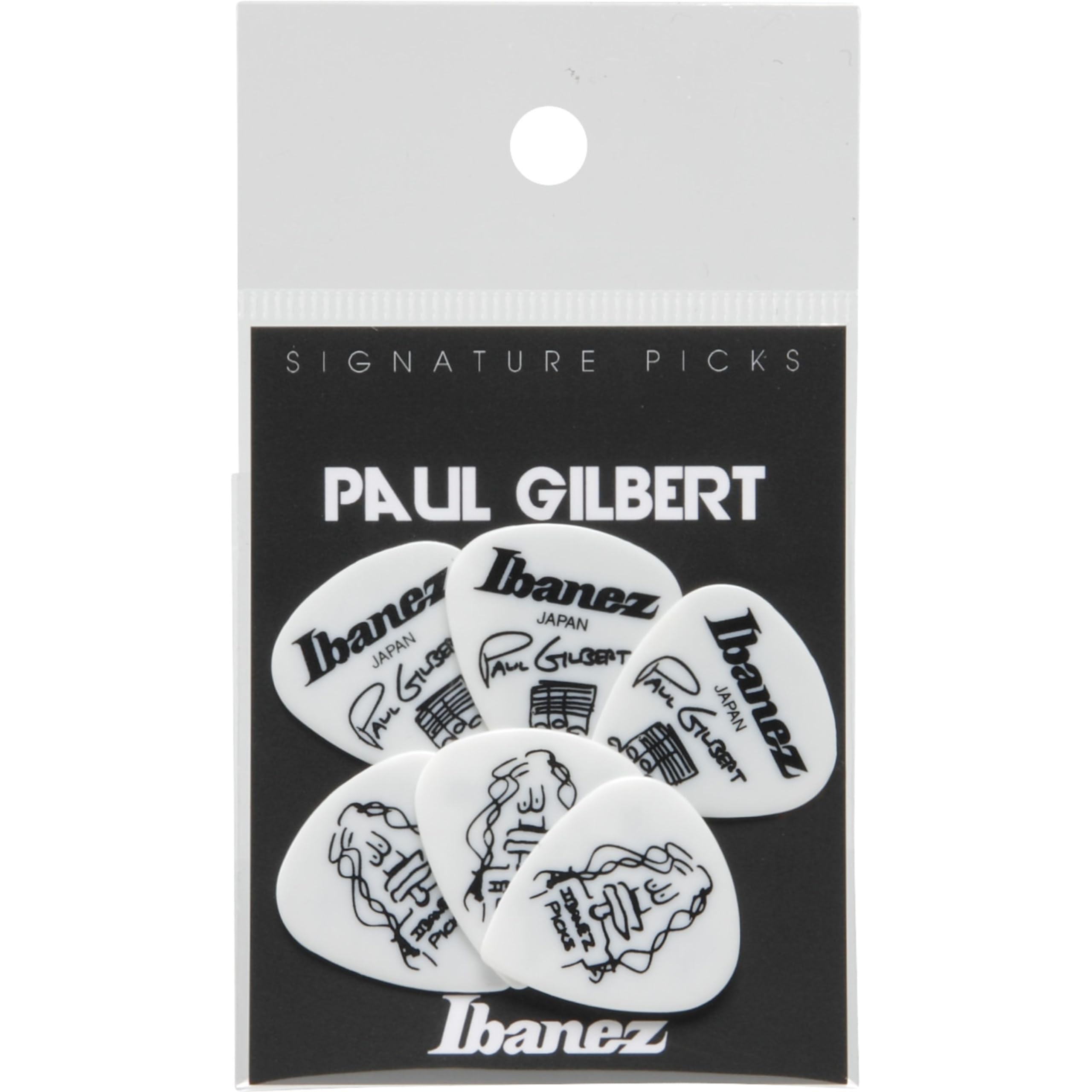 B1000PG Paul Gilbert Signature Picks, 6 Pack, White
