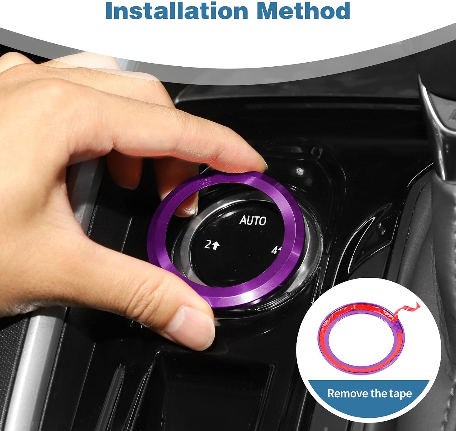 for Colorado 4WD Knob Cover Trim Ring Fit for Chevy Colorado 2024-Present Purple Interior Accessories 1pcs
