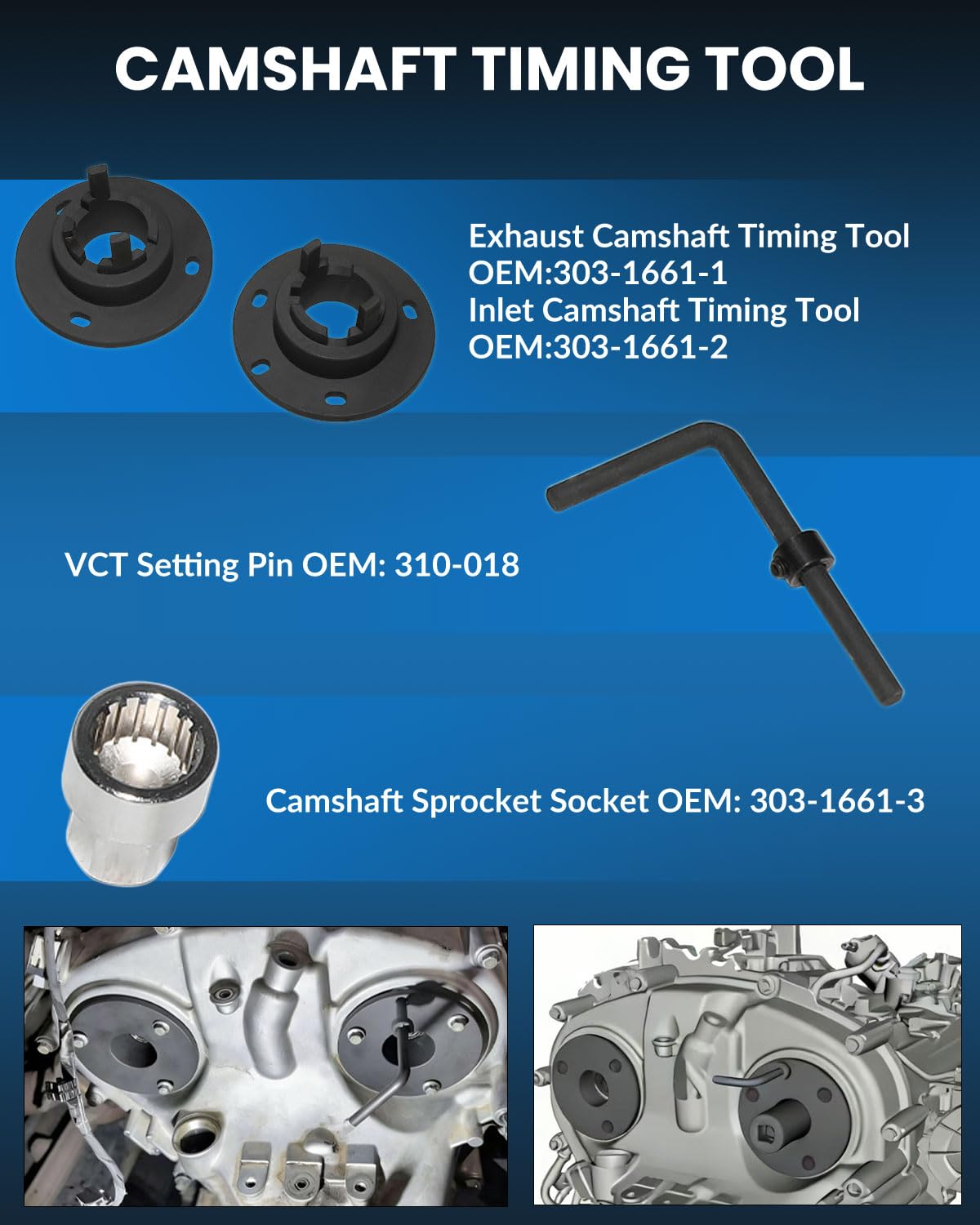DPTOOL Strumento di bloccaggio dell'albero a Gomiti dell'albero a camme Compatibile con Ford 1.0L Ecoboost Ultima Versione del Motore a Benzina dal 2018 Sostituire 303-1661, 303-1643, 303-018