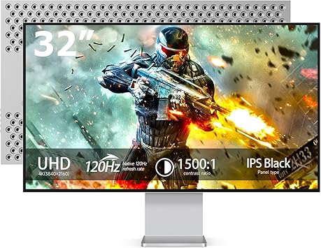 32 Inch 4K Monitor 120Hz |IPS Black UHD 3840x2160 Computer Monitor | 400nit Brightness | 96% DCI-P3 | 15001 Contrast Ratio | HDMI 2.1 & DP1.4 for Designer, Game Player, Video Editing, and Gaming