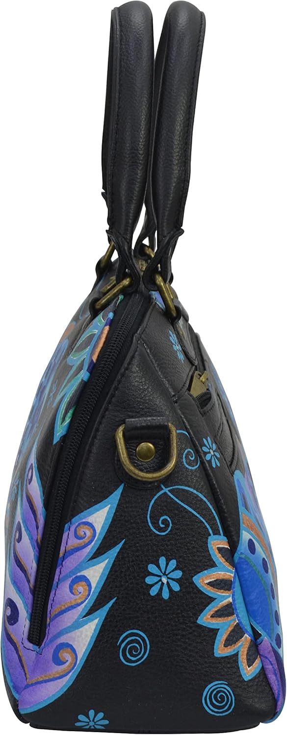 Anna by Anuschka womens Women's Hand-painted Genuine Leather Wide Organizer Satchel | Anna, by Anuschka, Hand-Painted, Wide - Image 6