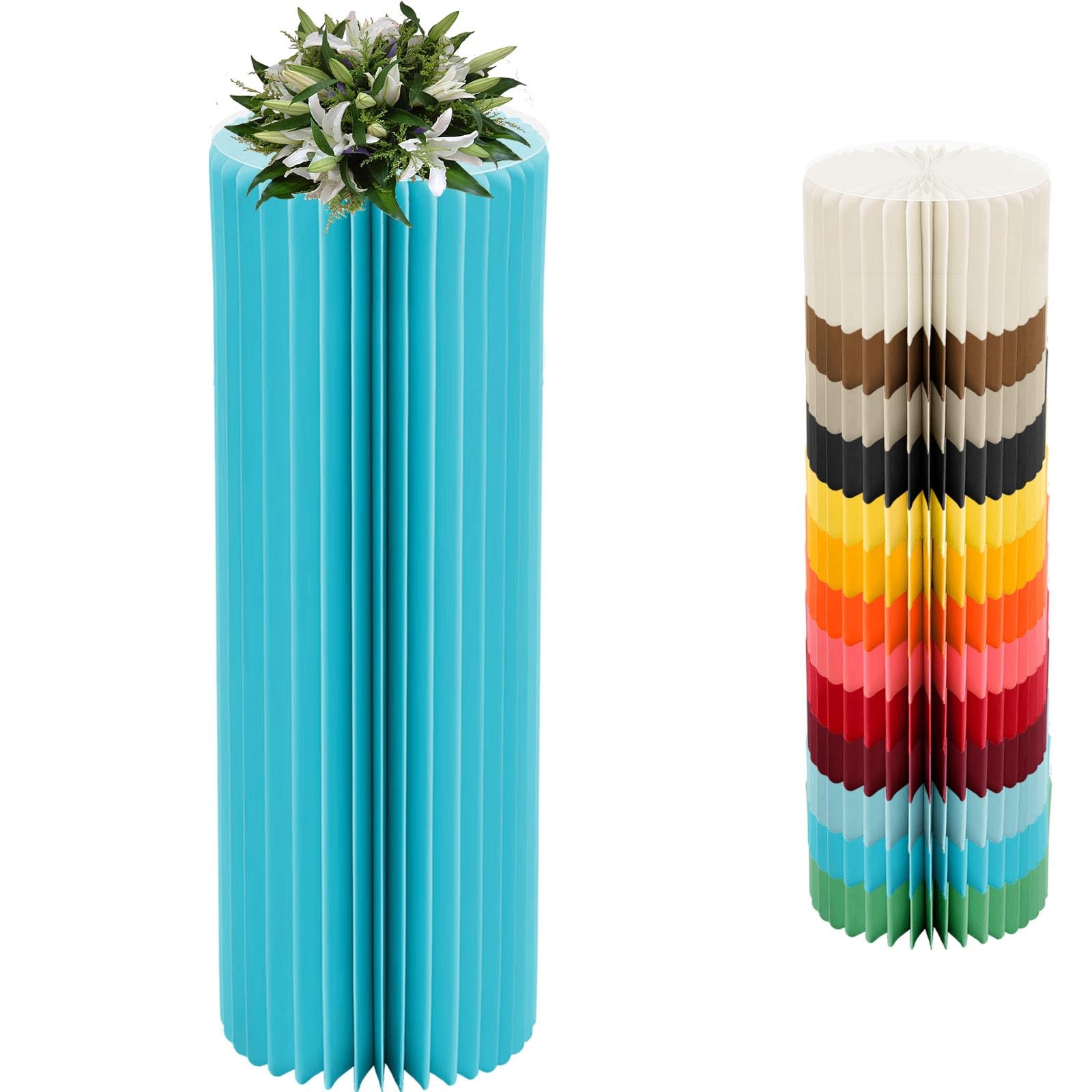 CVHfhjTG cake stand, Foldable Cardboard Cylinder Pedestal Cake Stand Multicolor 20-100cm(Blue,H 100cm/39.4in)